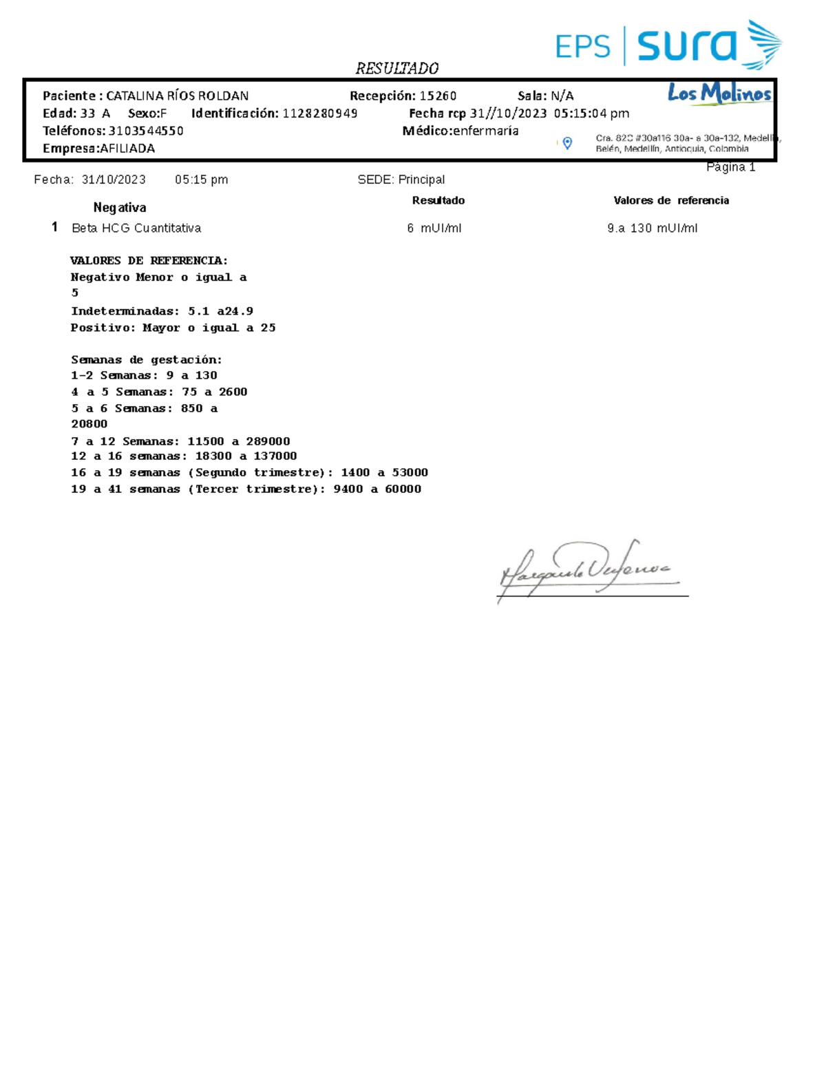 Copia de Copia de Copia - Estudio - RESULTADO Paciente : CATALINA RÍOS ...
