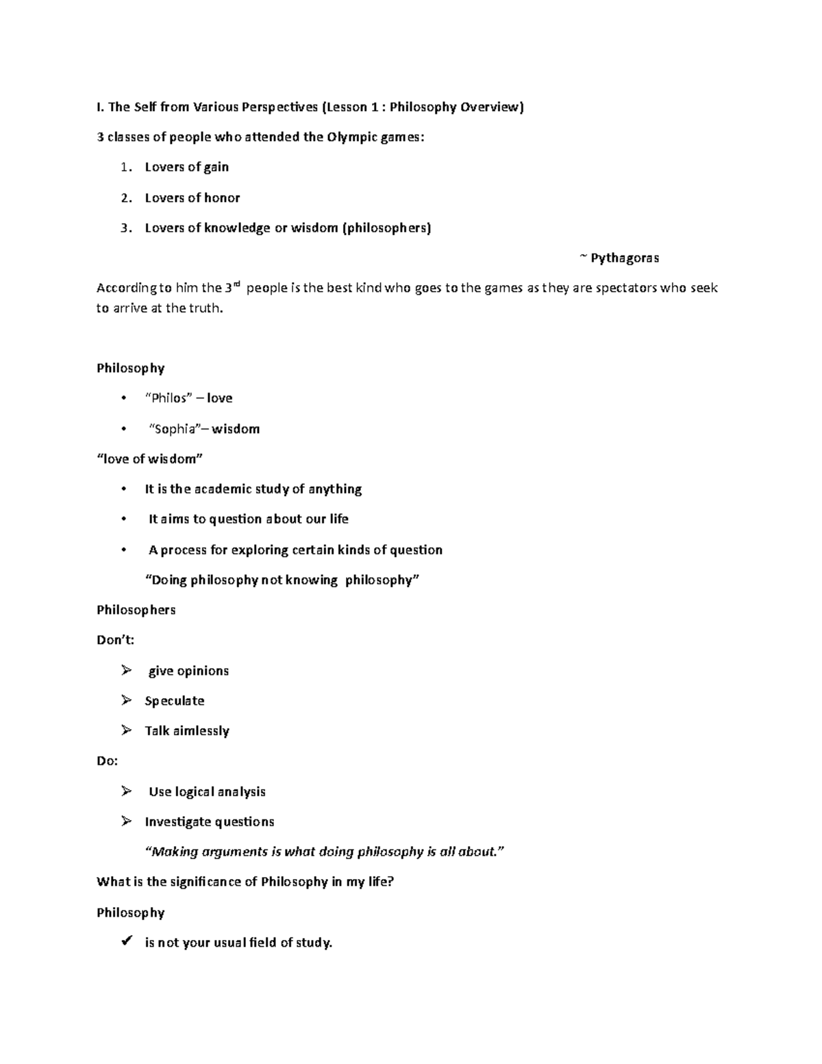 Geself- Prelim- Reviewer - I. The Self from Various Perspectives ...