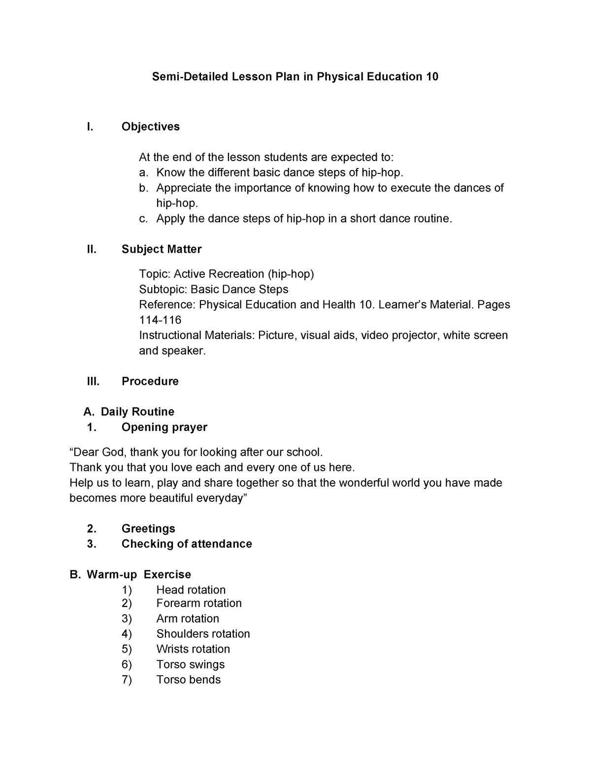 Pdfcoffee - notes - Semi-Detailed Lesson Plan in Physical Education 10 ...