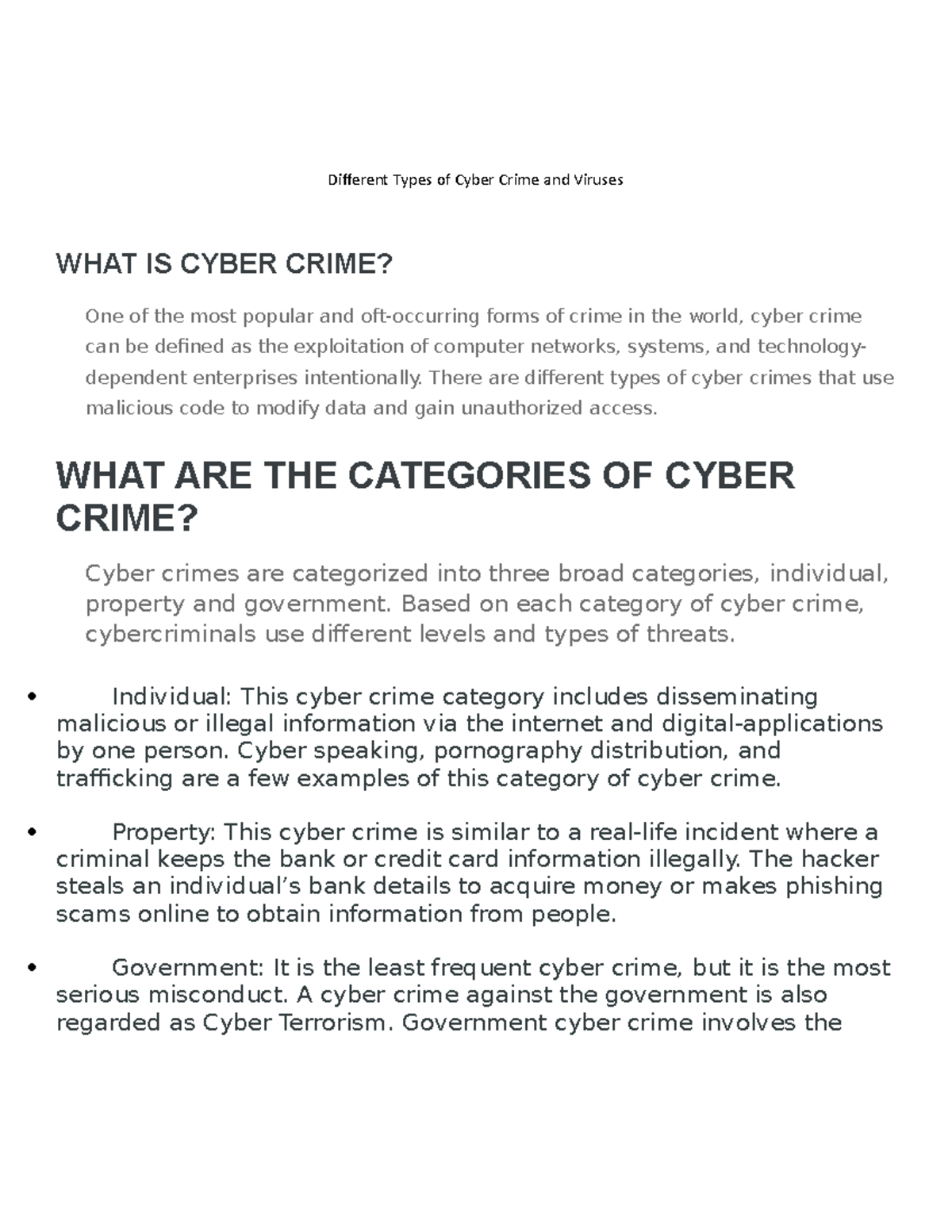 Different Types of Cyber Crime - There are different types of cyber ...