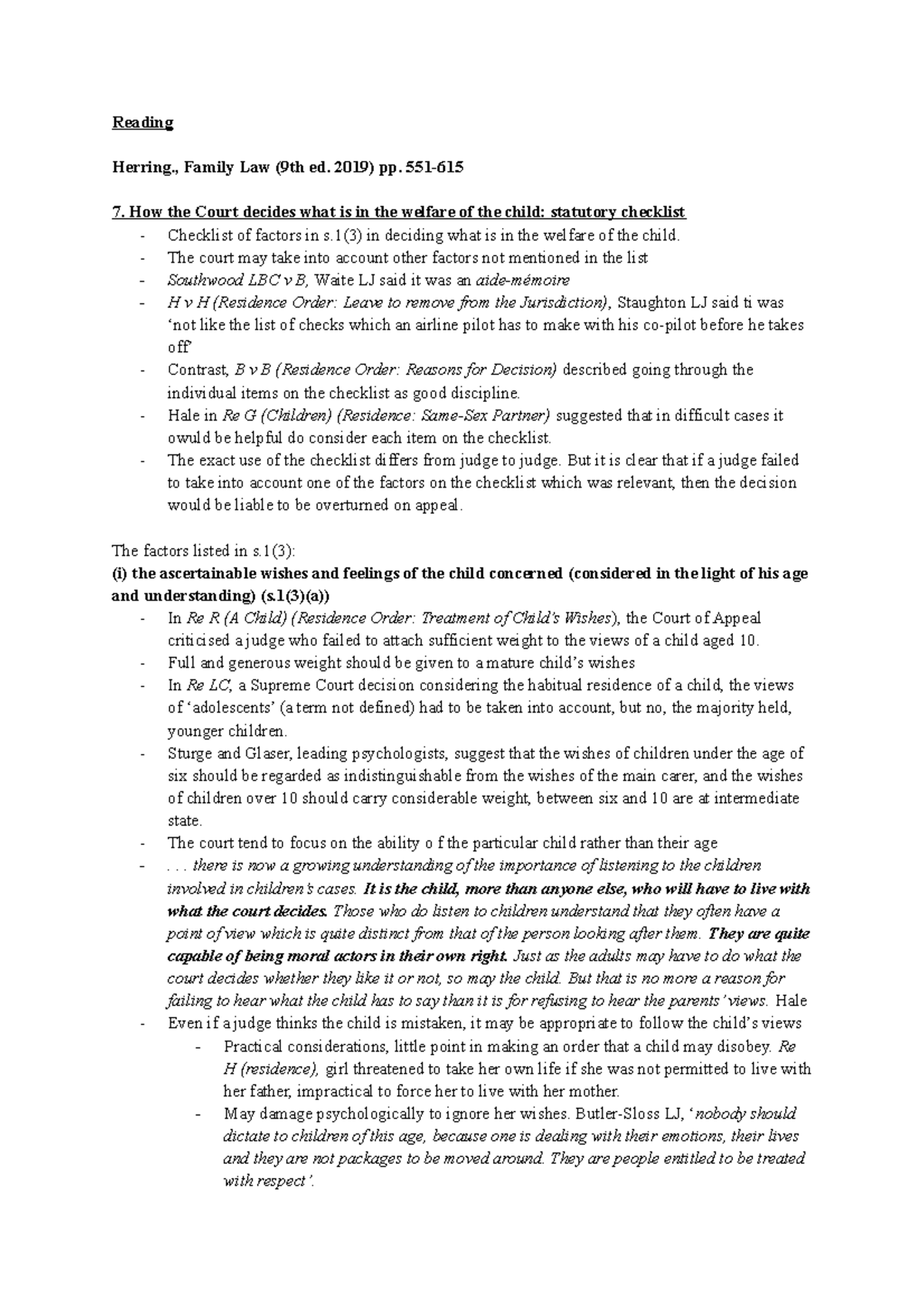 Tutorial 4 Arrangements for the child after Parental Separation