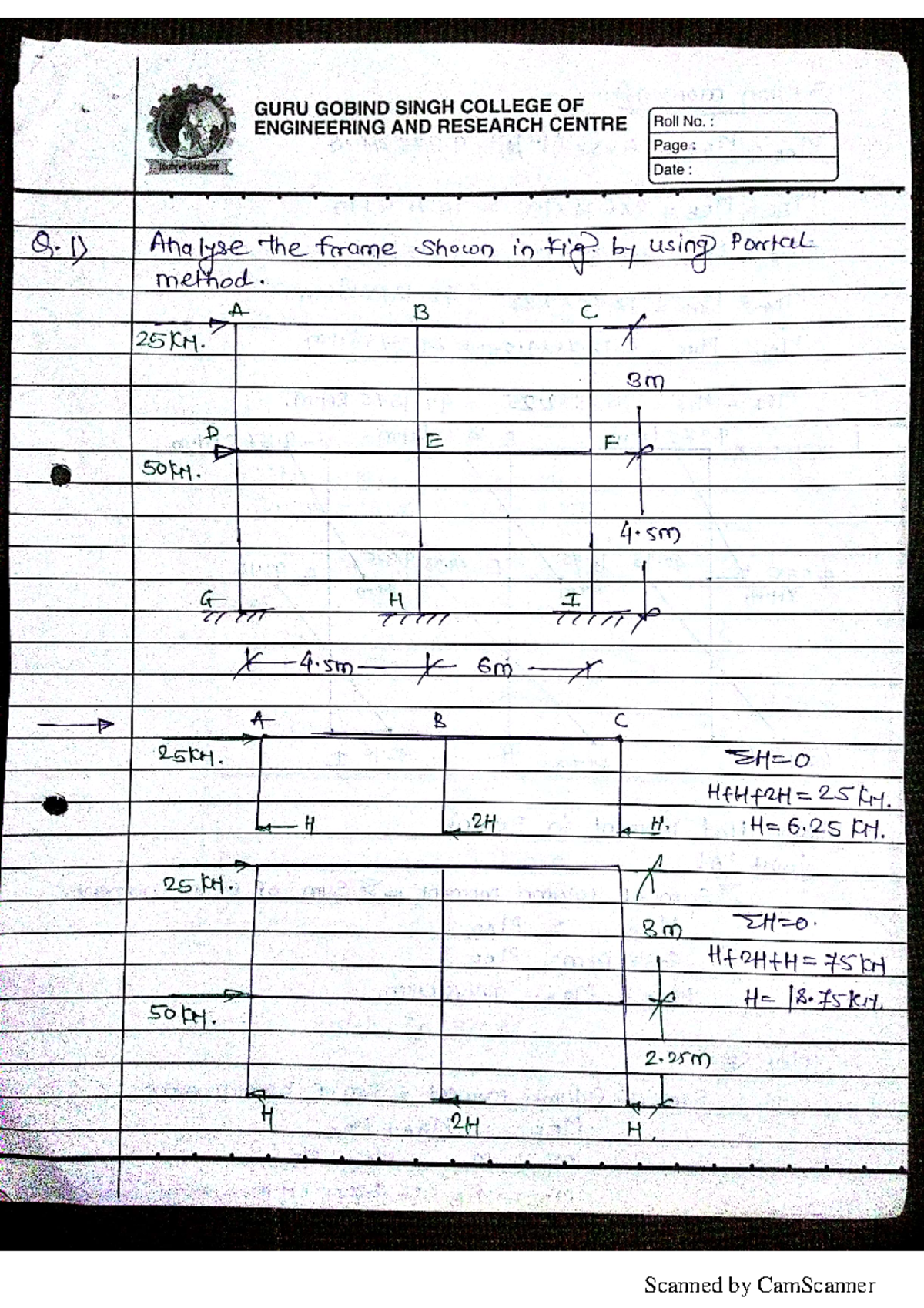 SA II Portal Frame Method - Structural Analysis - Studocu