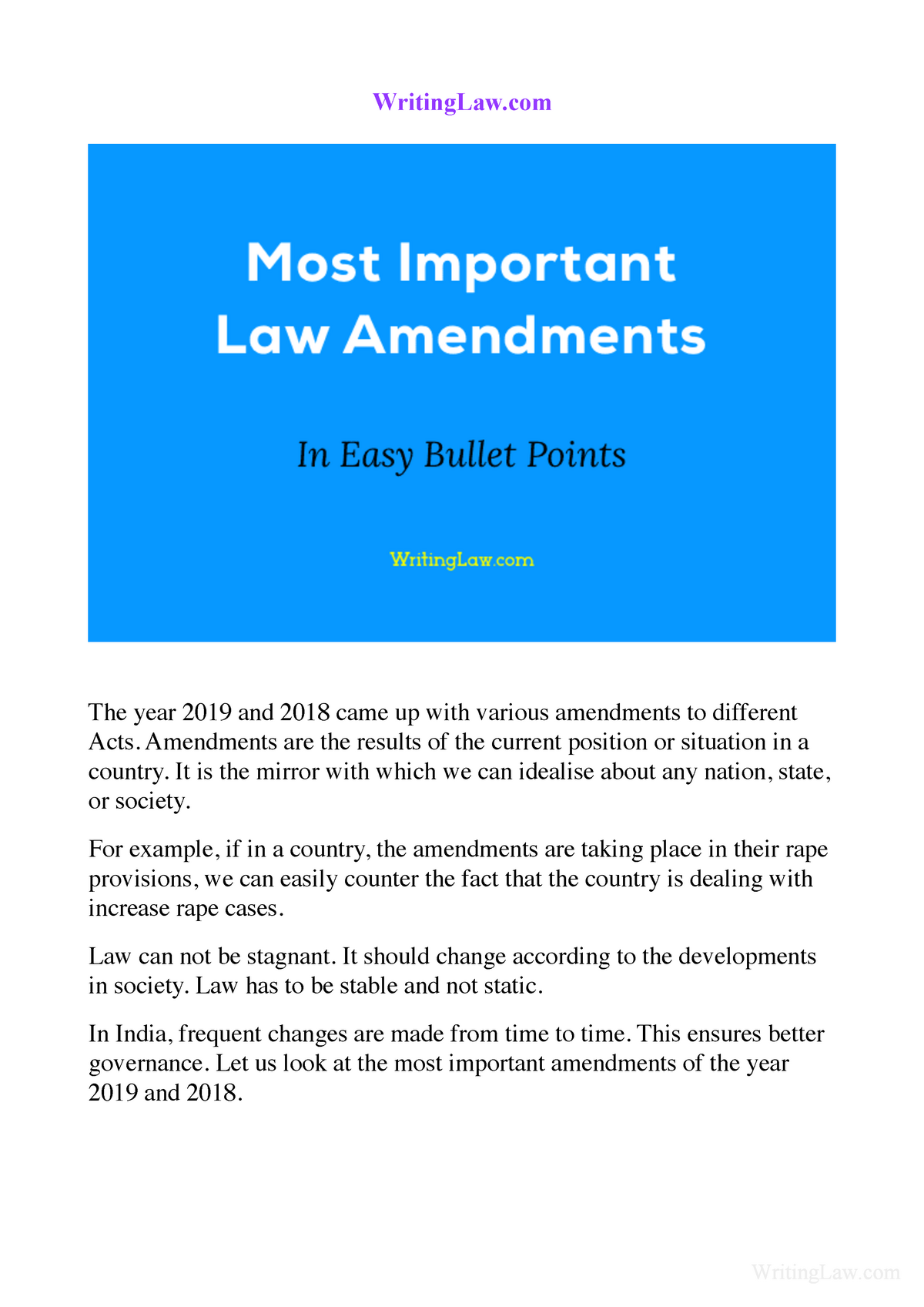 7 Important Law Amendments In 2019 And 2018 Writinglaw The Year 2019 And 2018 Came Up With 2155