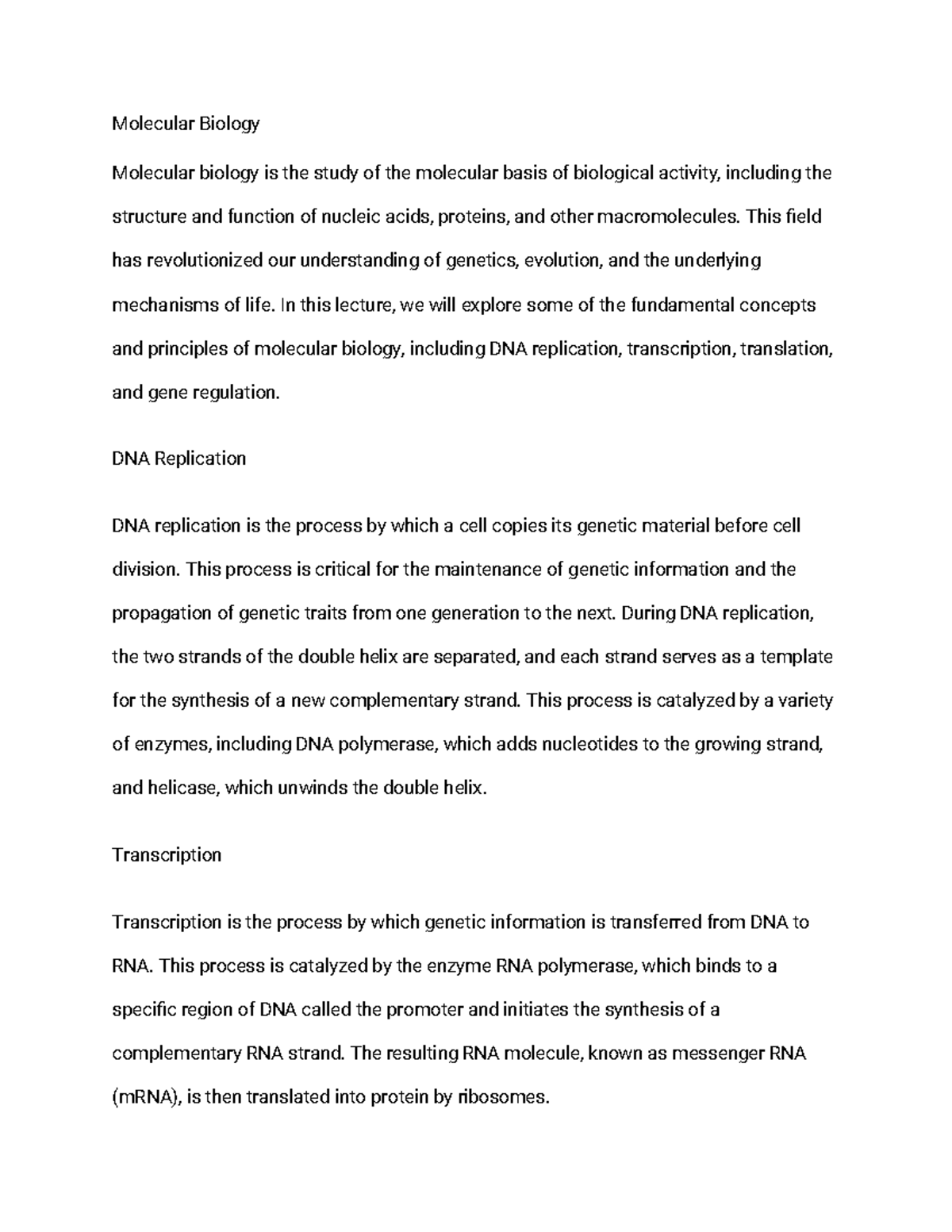 case study for molecular biology