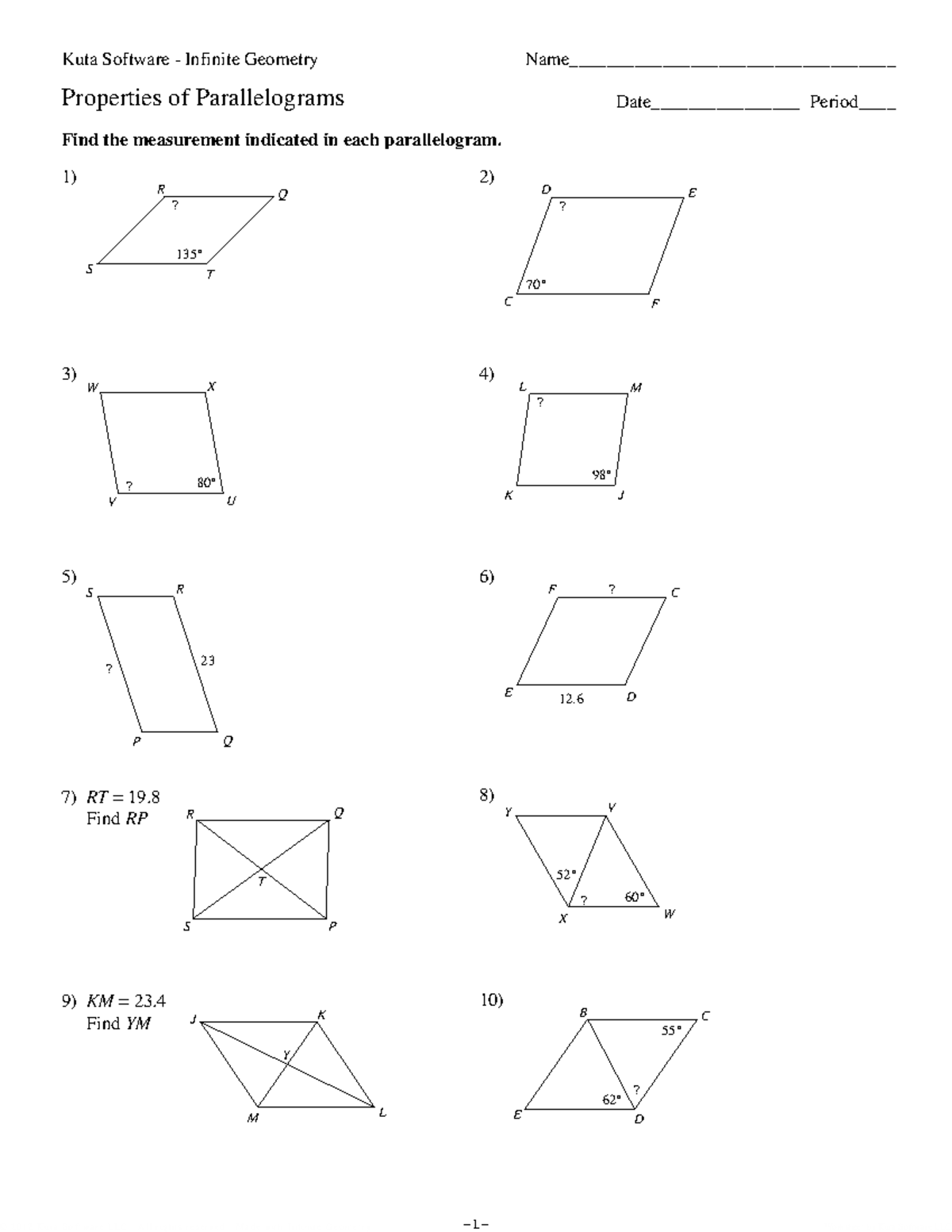 6-Properties of Parallelograms - ©t 42 x 0 O 132 Z 7 Koucteah ...