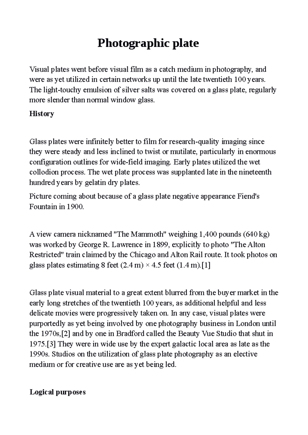 Photographic plate Ifah Photographic plate Visual plates went