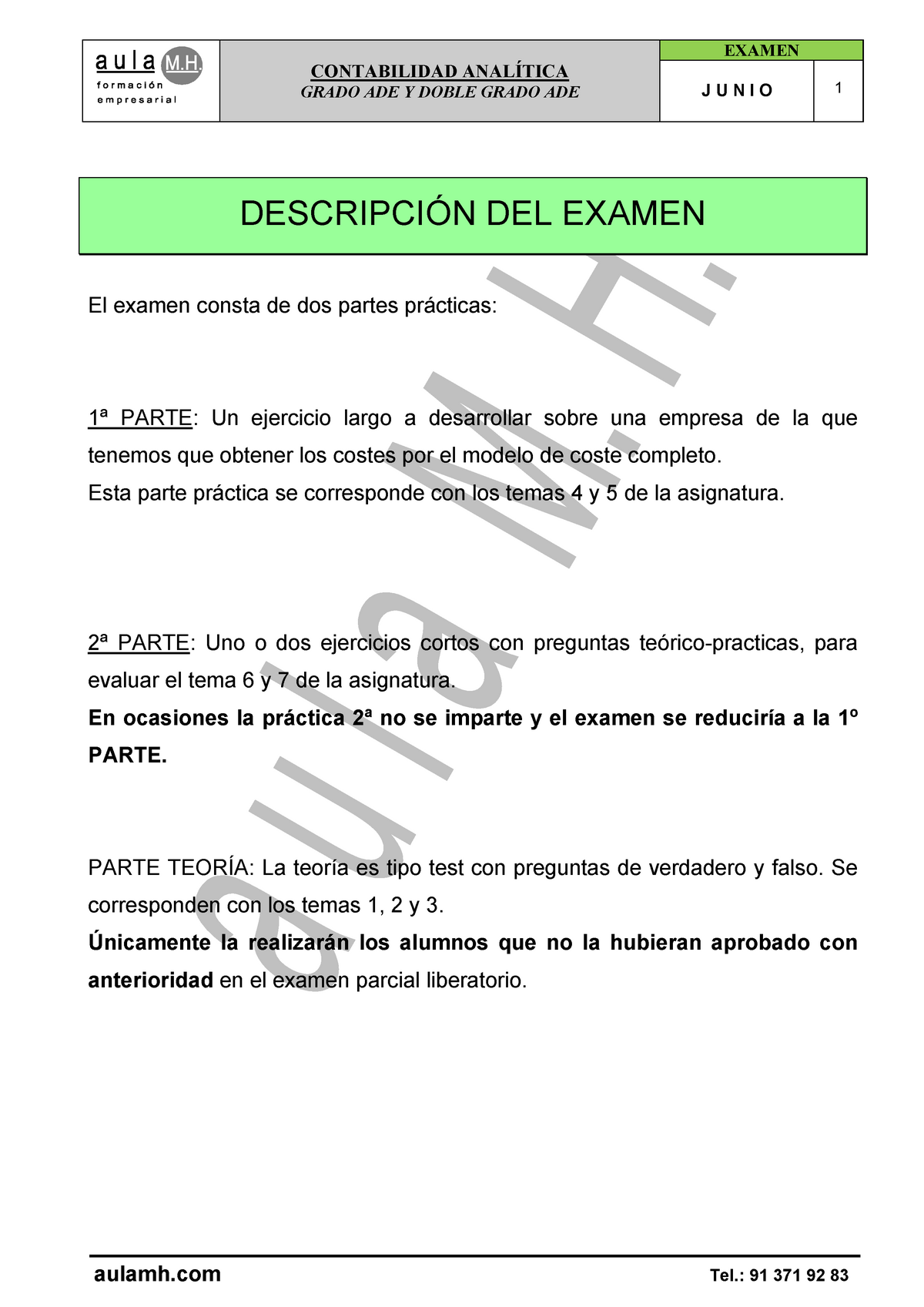 Examen De Contabilidad - - Studocu