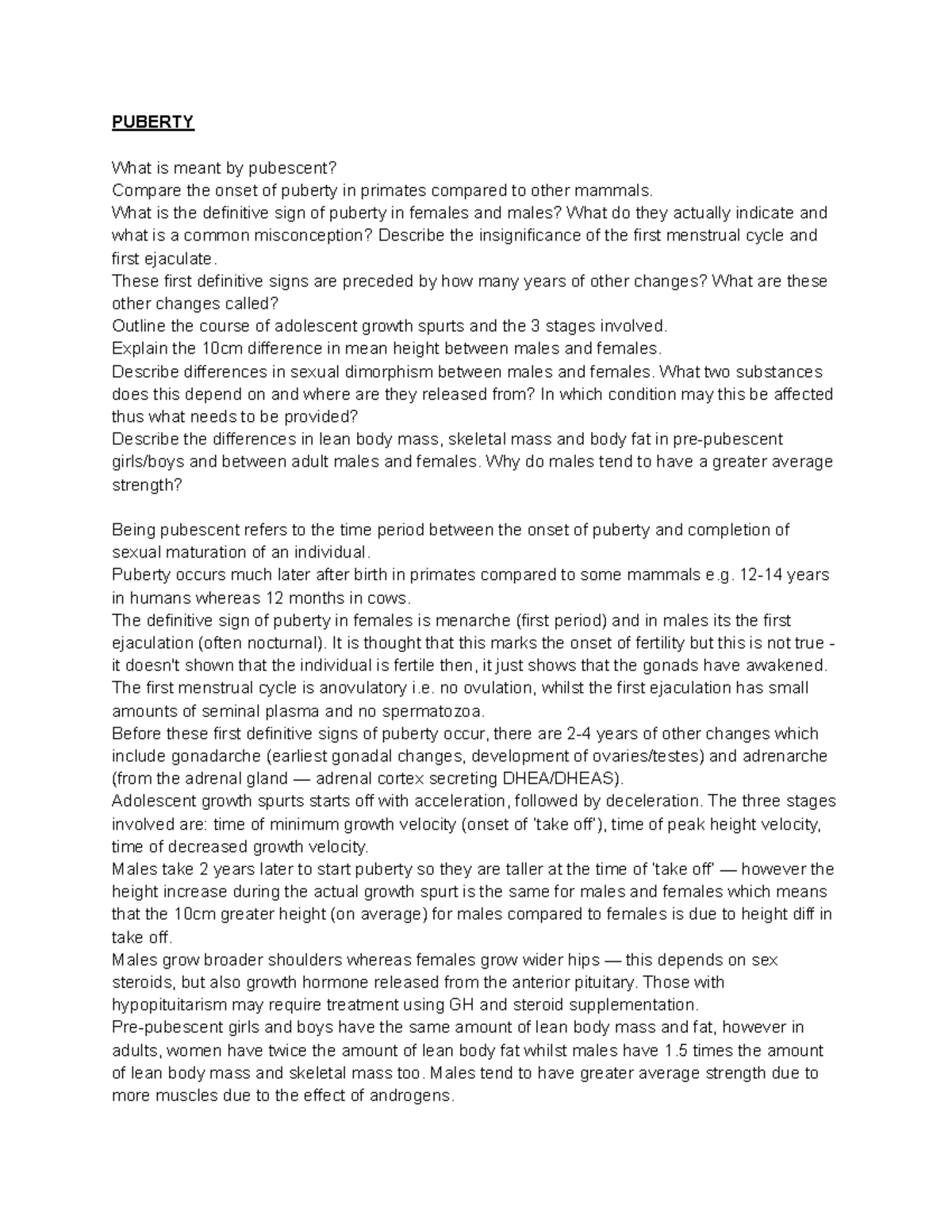 33 - Puberty - This is a compilation of notes that I wrote to help me ...