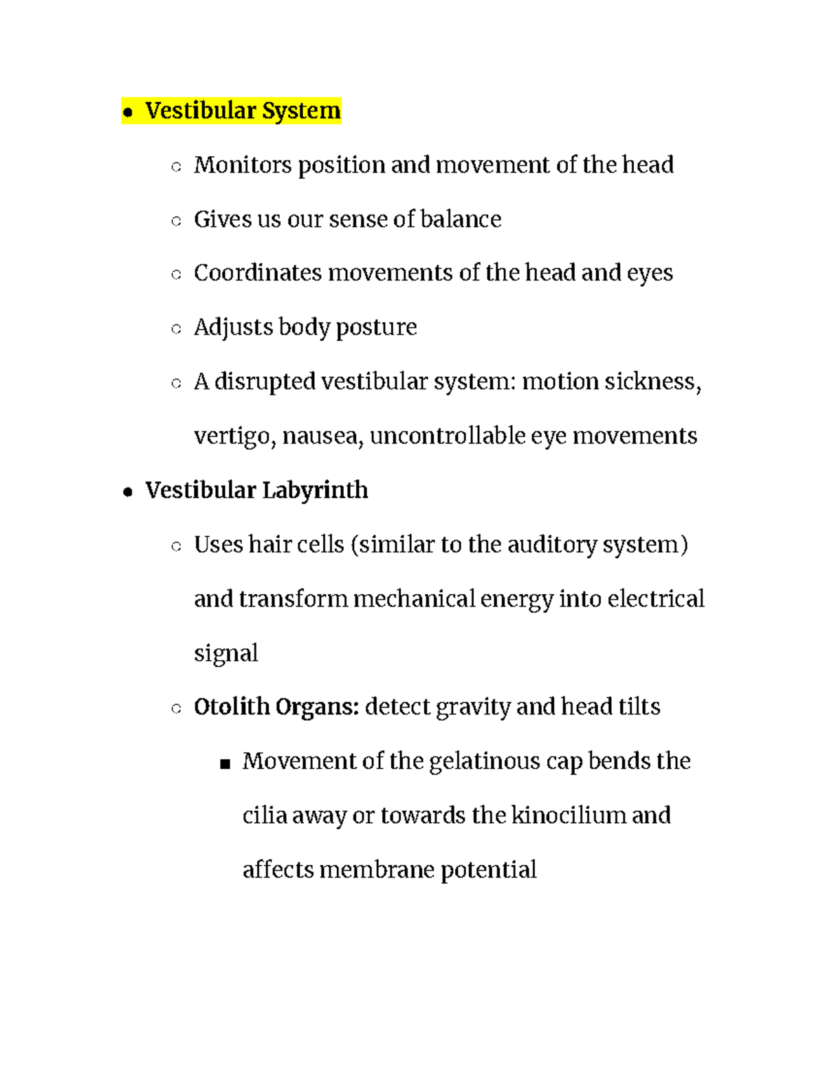 Vestibular System Vestibular System Monitors position and movement of