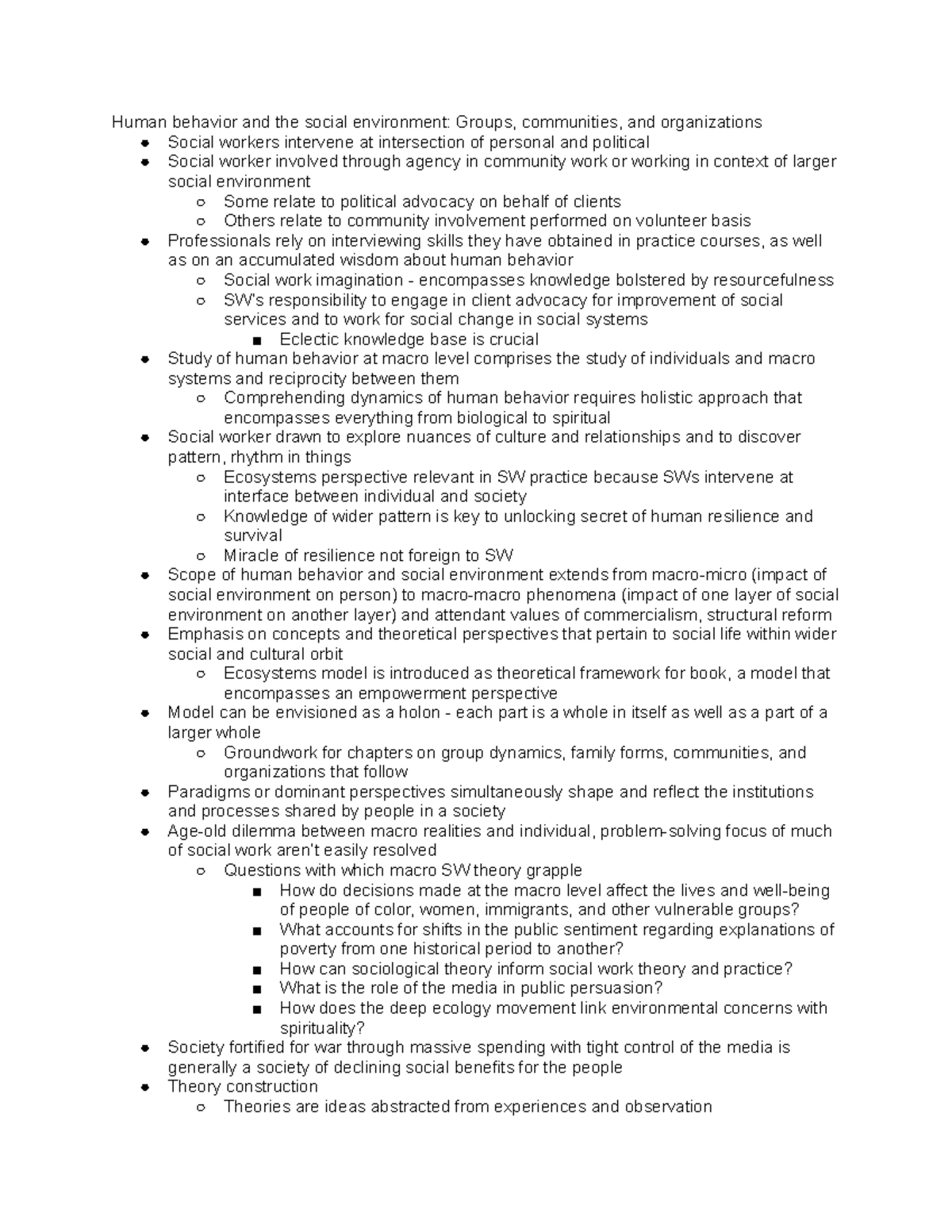 Human behavior and the social environment Groups, communities, and ...