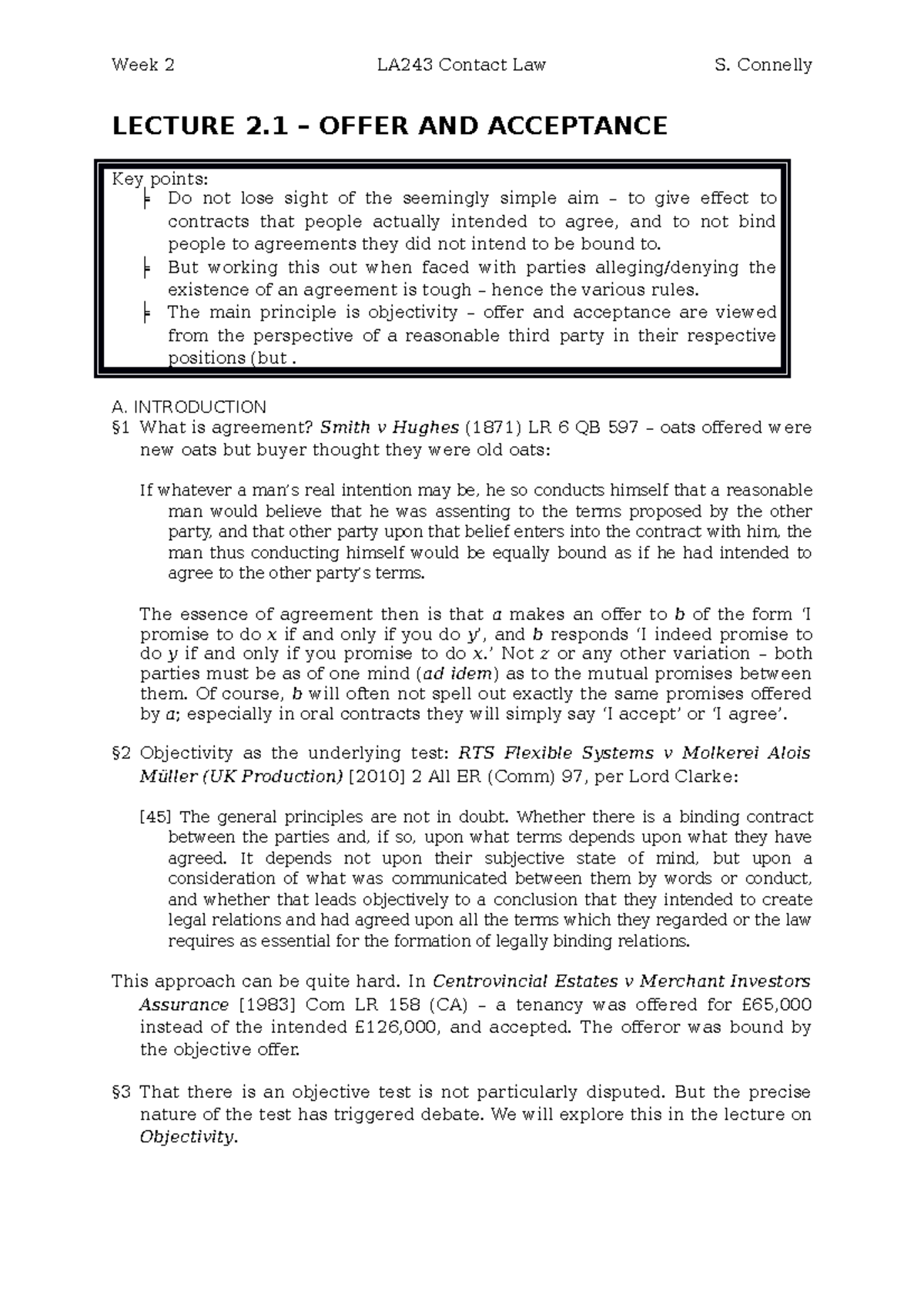 Contract Lect 3 Offer And Acceptance Lecture 2 â Offer And Acceptance Key Points â ž Do Not Contract Lect 3 Offer And Acceptance Lecture 2 â Offer And Acceptance Key Points â ž Do Not