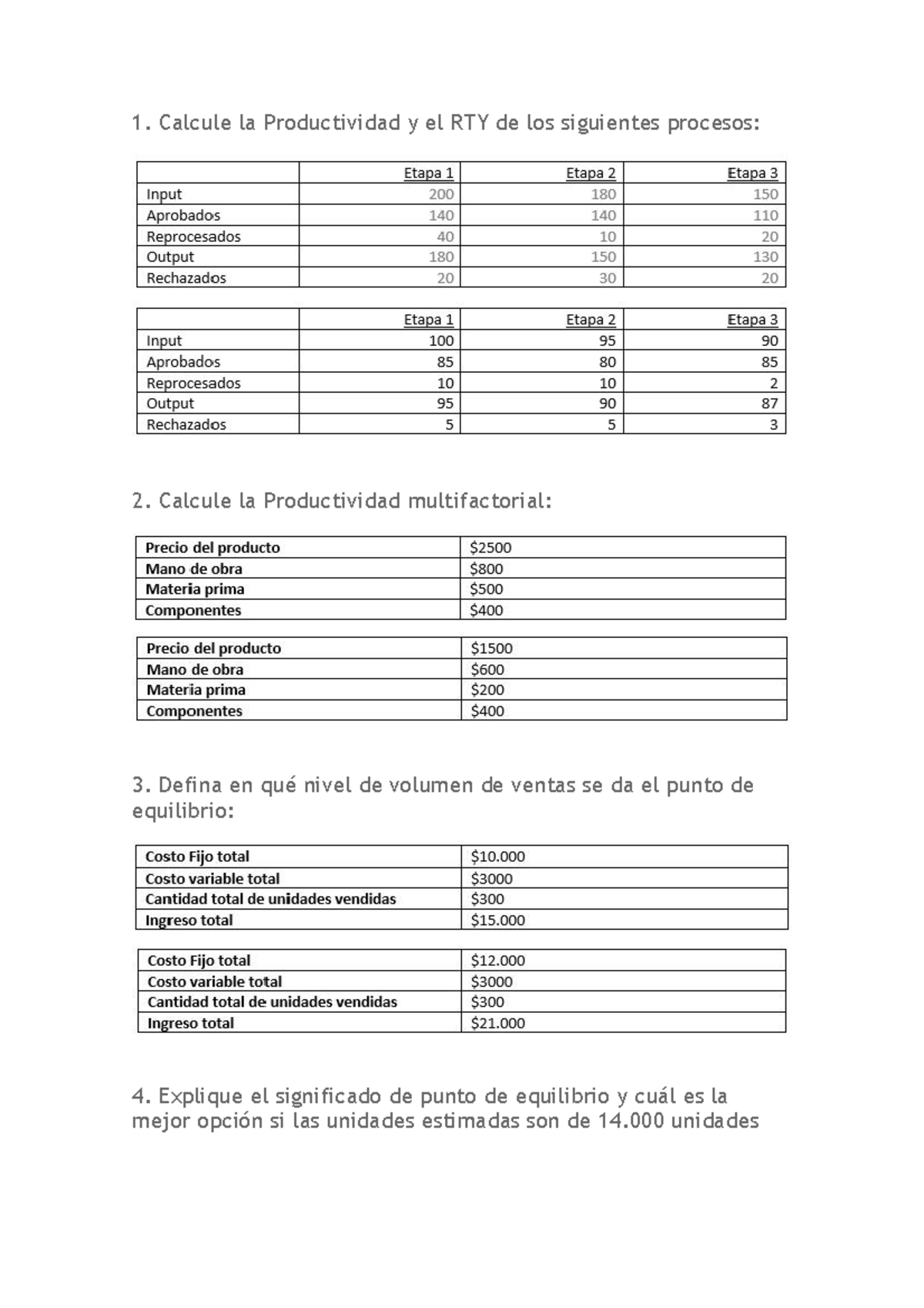 Actividad Individual 1 - Calcule la Productividad y el RTY de los ...