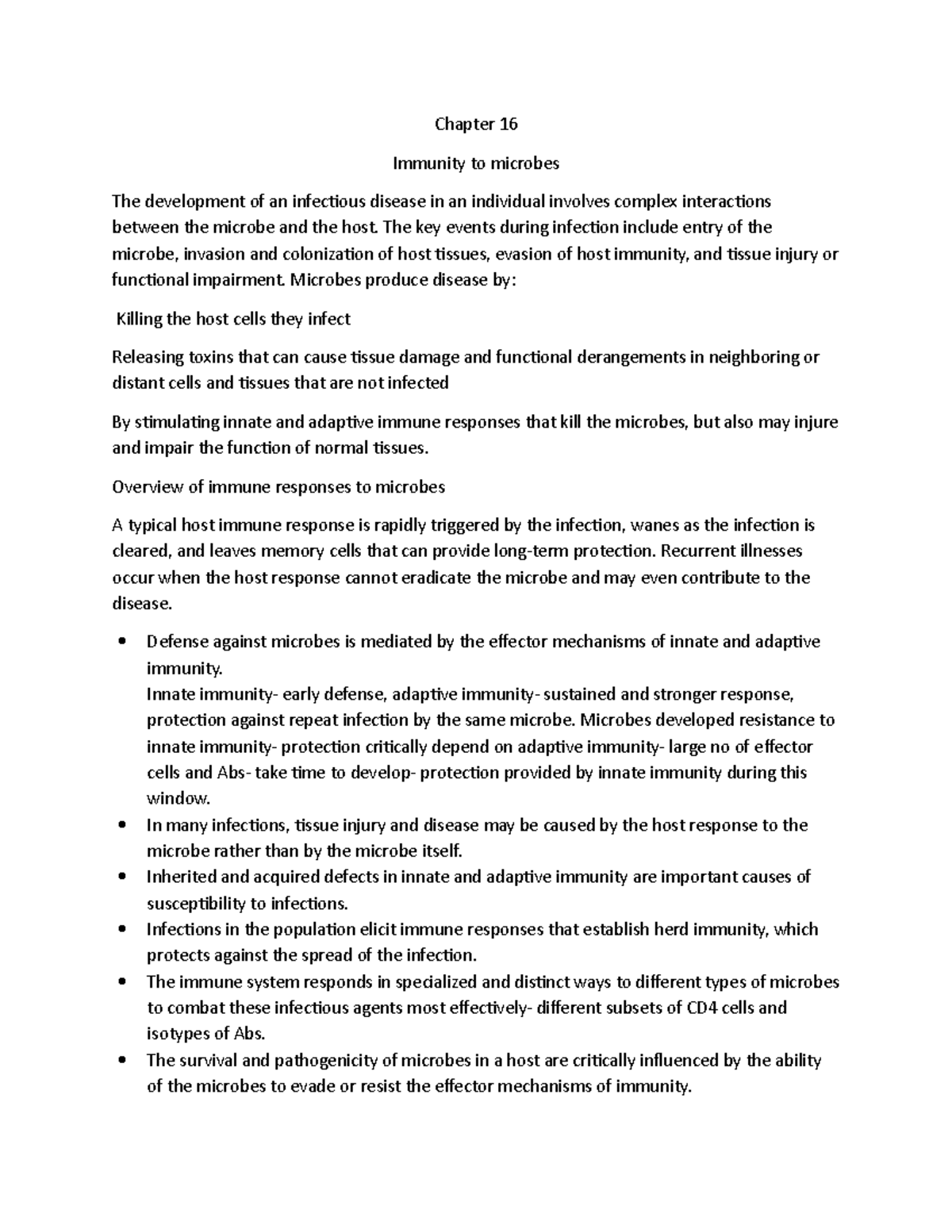 Chapter 16 synopsis - For the course immunology CBIO 6300 - Chapter 16 ...