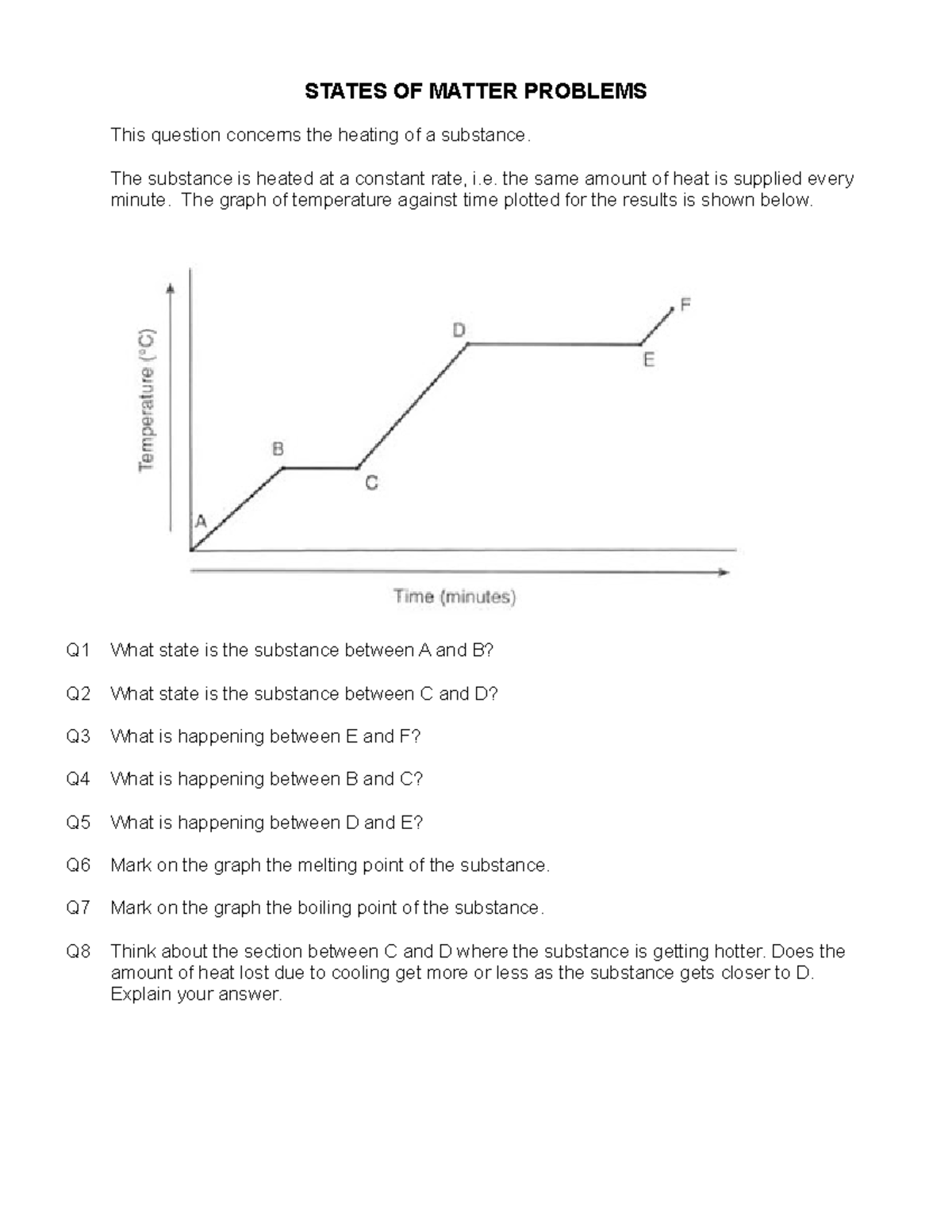 Unit 7 - States of Matter Problems - STATES OF MATTER PROBLEMS This ...