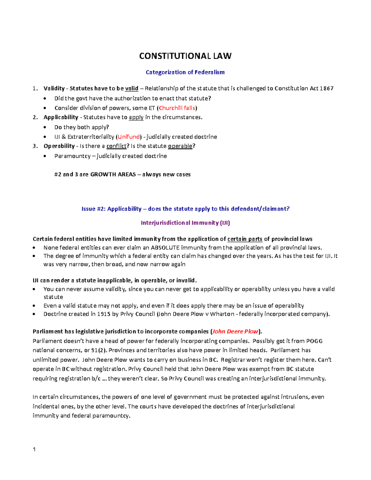 Constitutional Law CONSTITUTIONAL LAW Categorization of Federalism