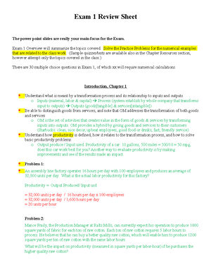 Exam 2 Review Sheet With Answers - Exam 2 Review Sheet Exam 2 Overview ...