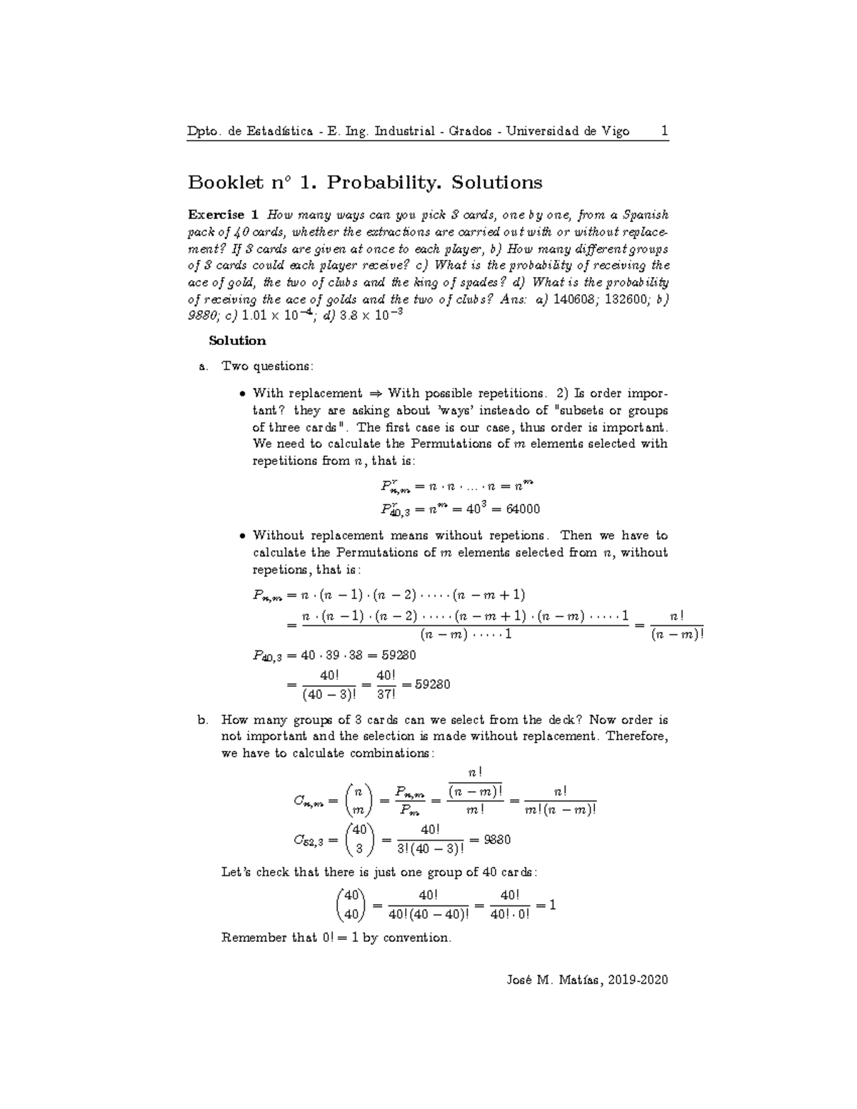 Booklet 1 Probability Solutions - Booklet no 1. Probability. Solutions ...