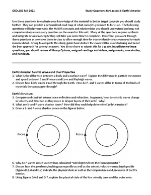 Geol 101 Final Exam Study Guide - Under Each Objective Are ...