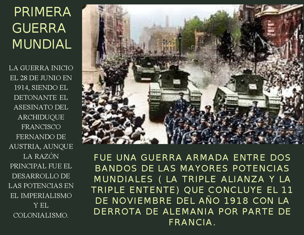 Primera Guerra Mundial - PRIMERA GUERRA MUNDIAL LA GUERRA INICIO EL 28