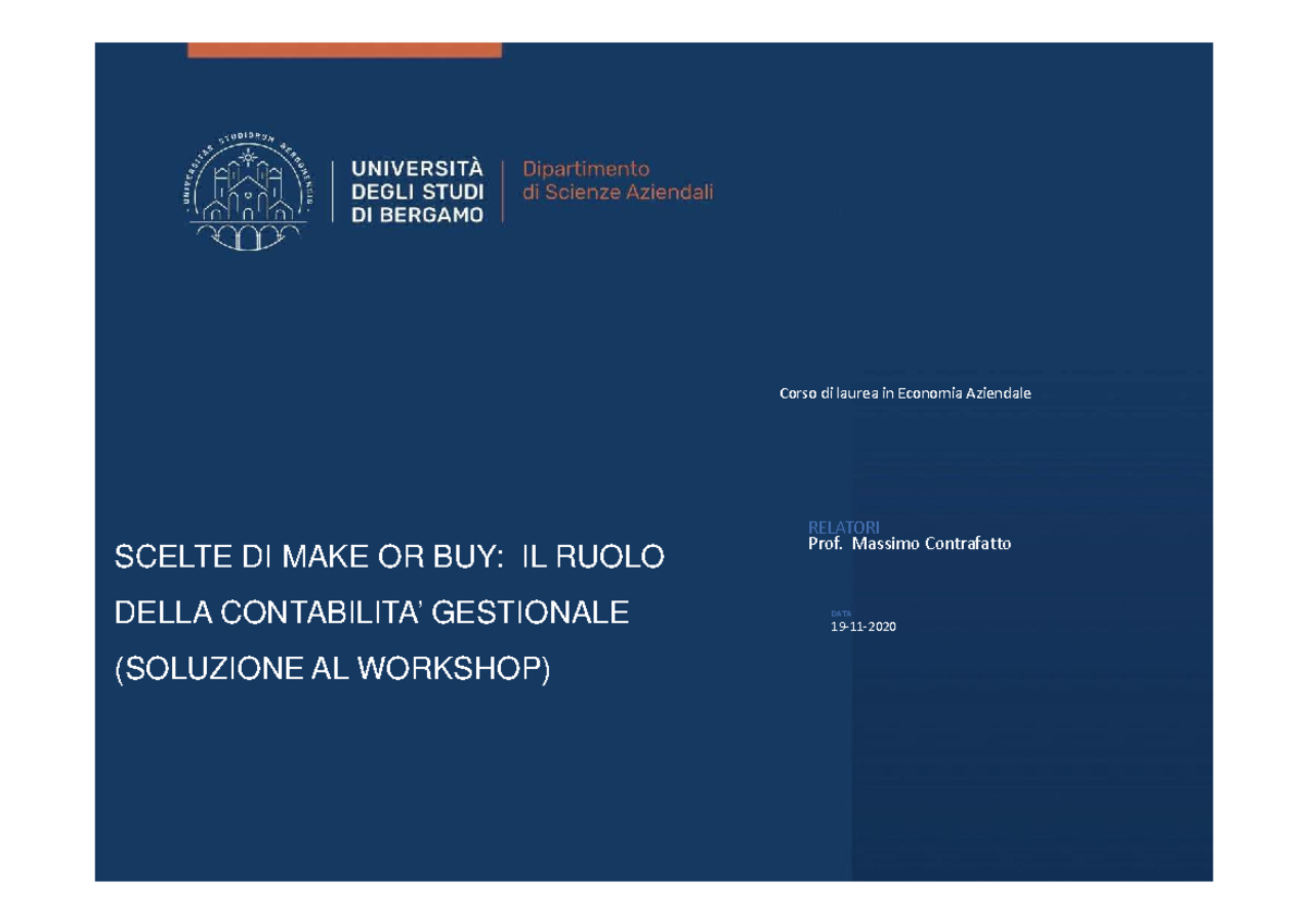 Lezione 13 CASO Aziendale Soluzione programmazione e controllo ...