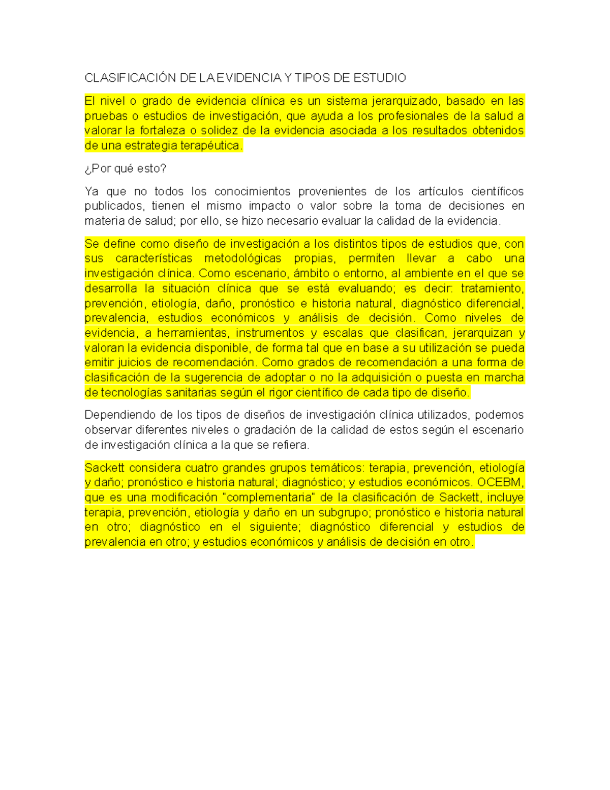 Niveles DE Evidencia - apuntes - CLASIFICACIÓN DE LA EVIDENCIA Y TIPOS ...
