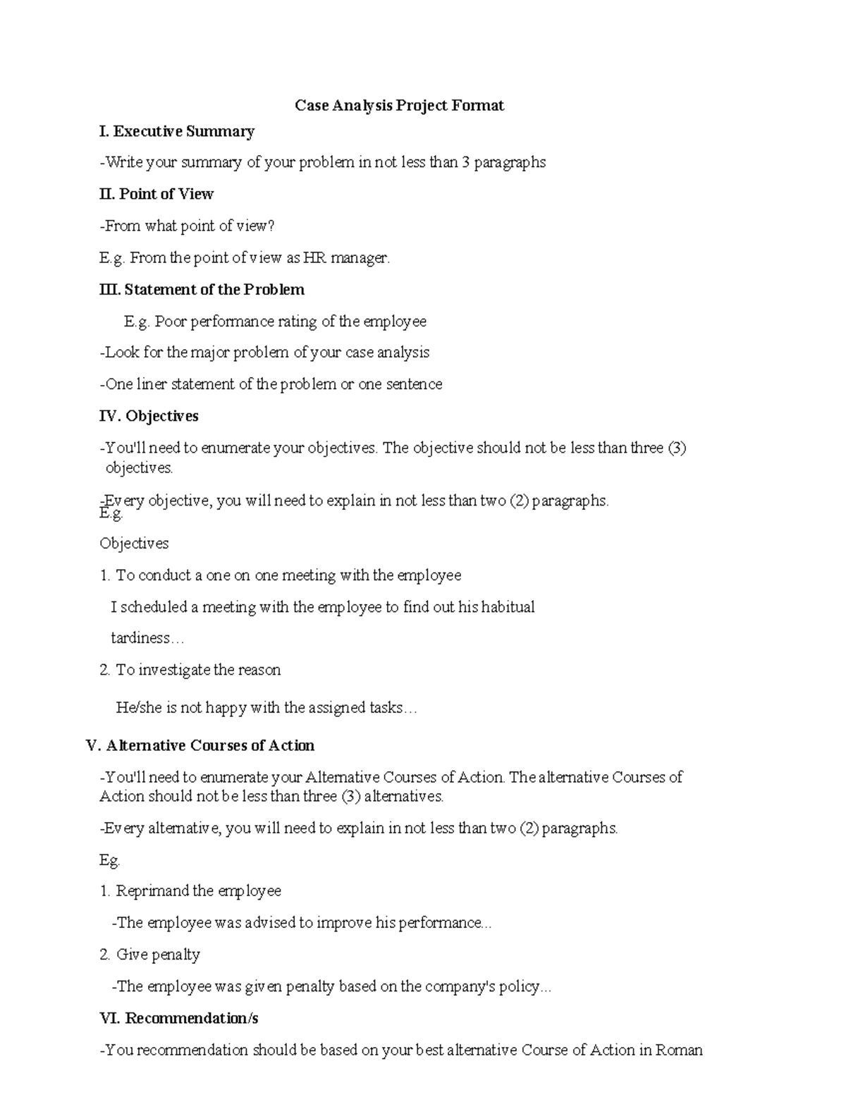 Case-Analysis-Project - Case Analysis Project Format I. Executive ...