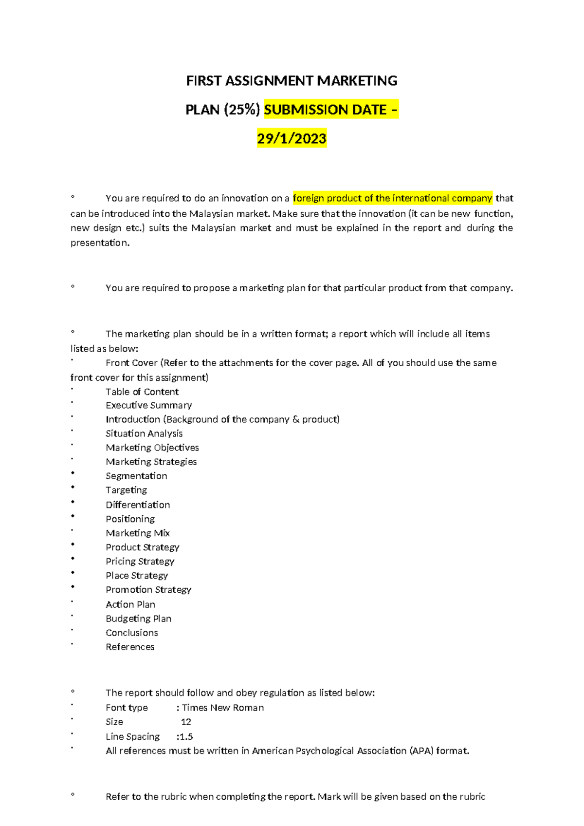 Assignment Marketing BY Group 2 L1 - FIRST ASSIGNMENT MARKETING PLAN ...