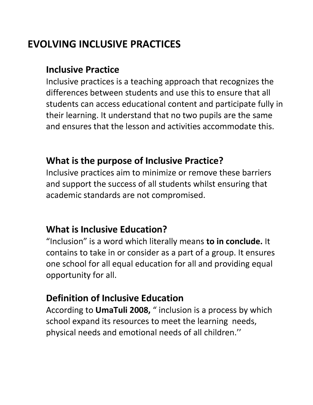 Evolving Inclusive Practices - EVOLVING INCLUSIVE PRACTICES Inclusive ...