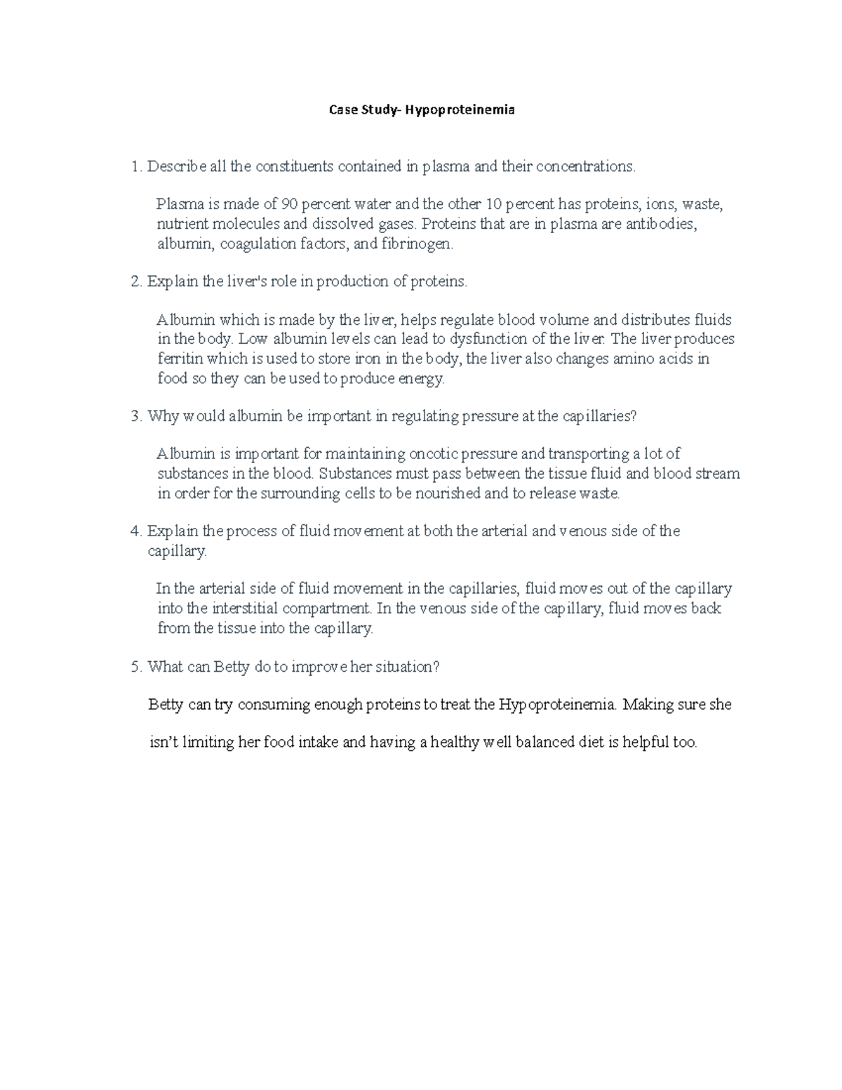 week 3 case study hypoproteinemia