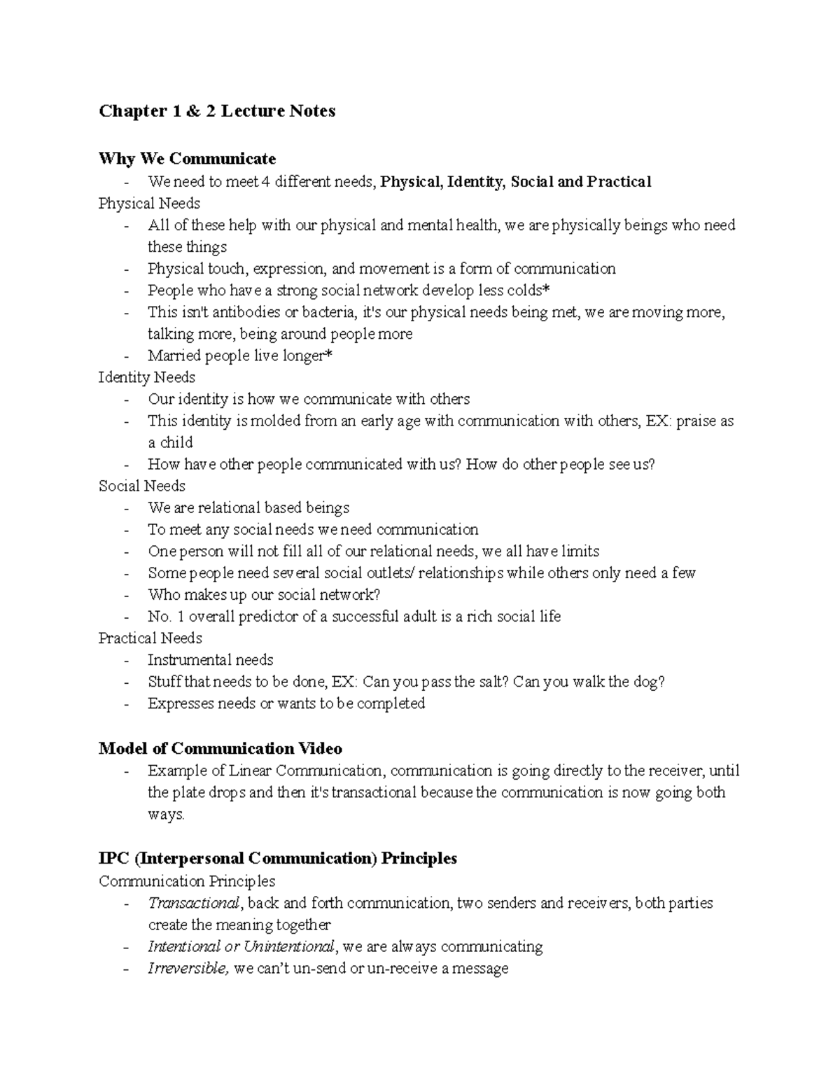 Com 112 Chapter 1 +2 Lecture Notes - Chapter 1 & 2 Lecture Notes Why We ...