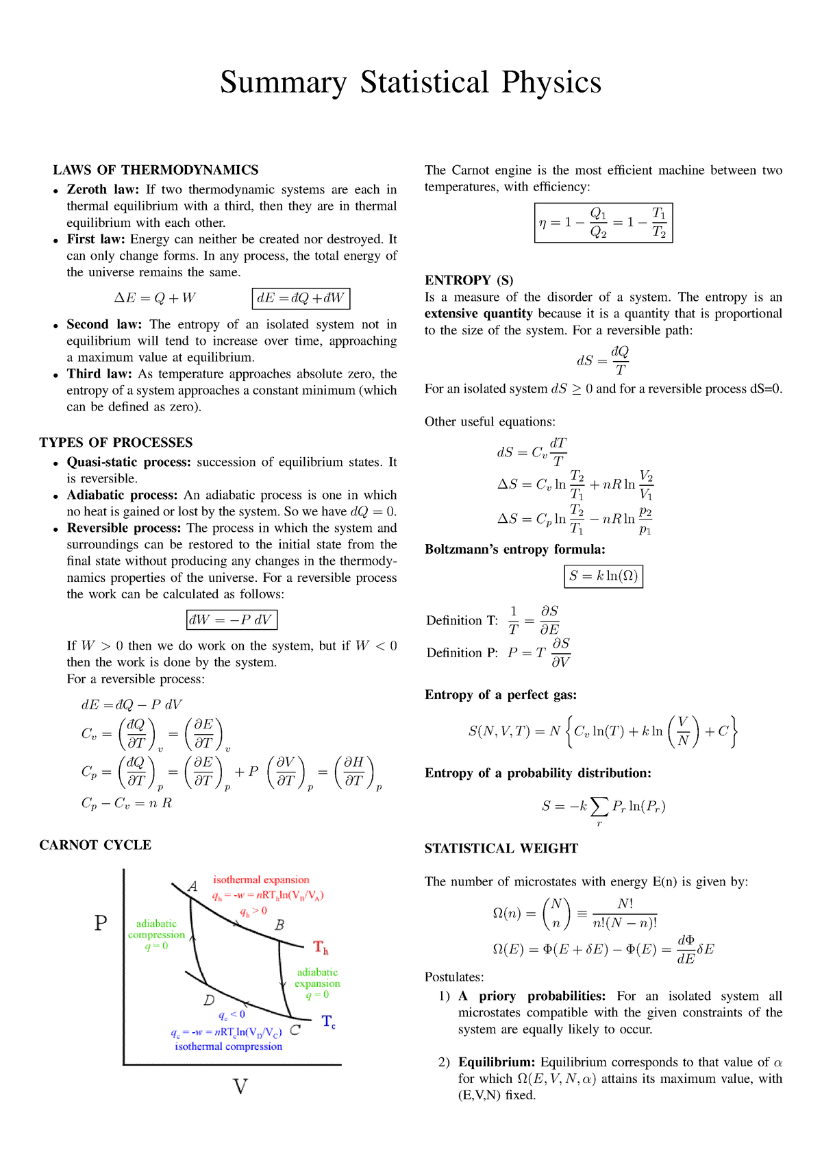 summary-statistical-physics-final-summary-statistical-physics-laws-of