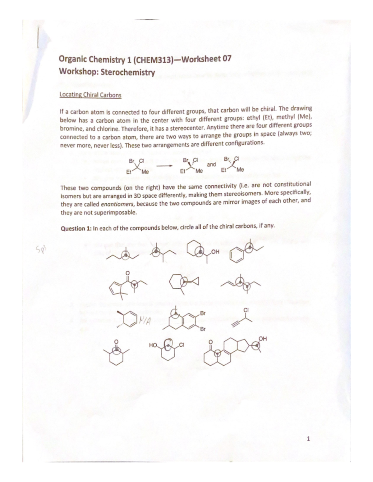 Chem313 Ws7 - homework ws 7 for orgo - CHEM 313 - Studocu