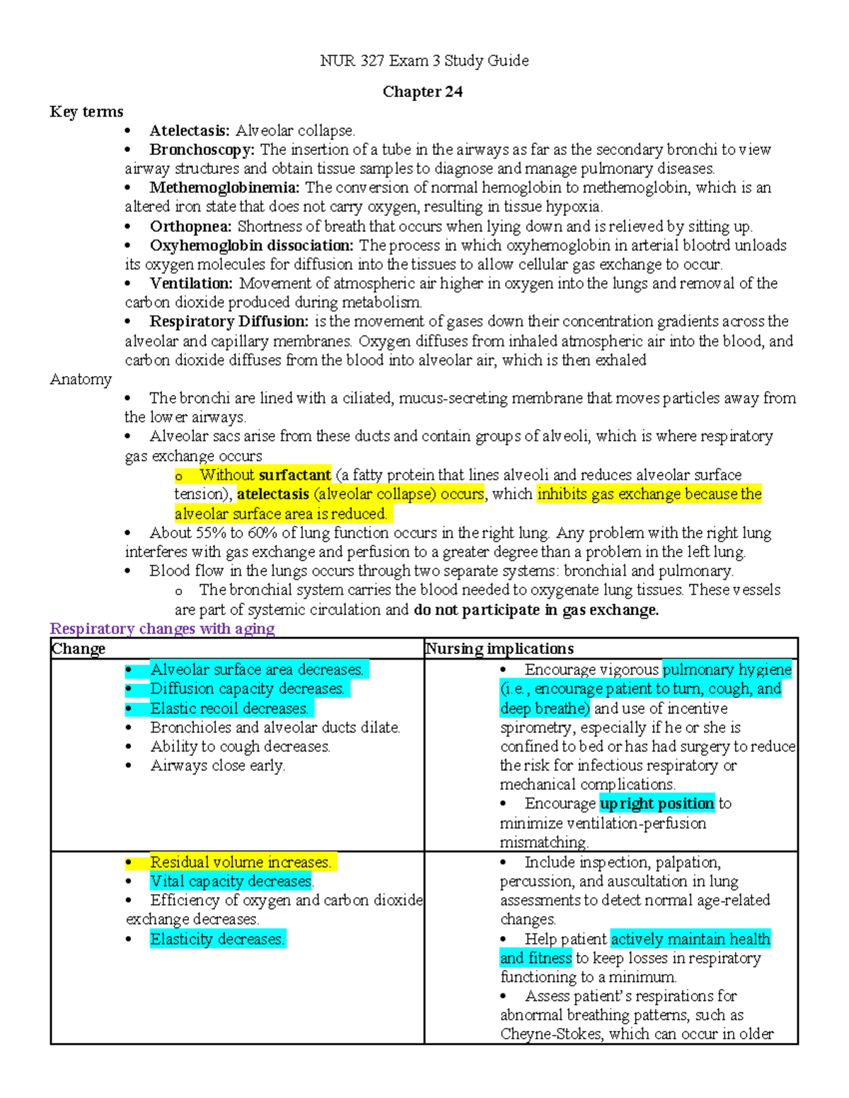 NUR 327 Exam 3 Study Guide - NUR 327 Exam 3 Study Guide Chapter 24 Key ...