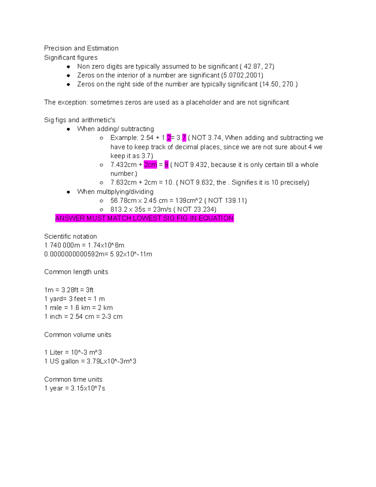 precision and estimations - PHYSICS 1A03 - McMaster - Studocu