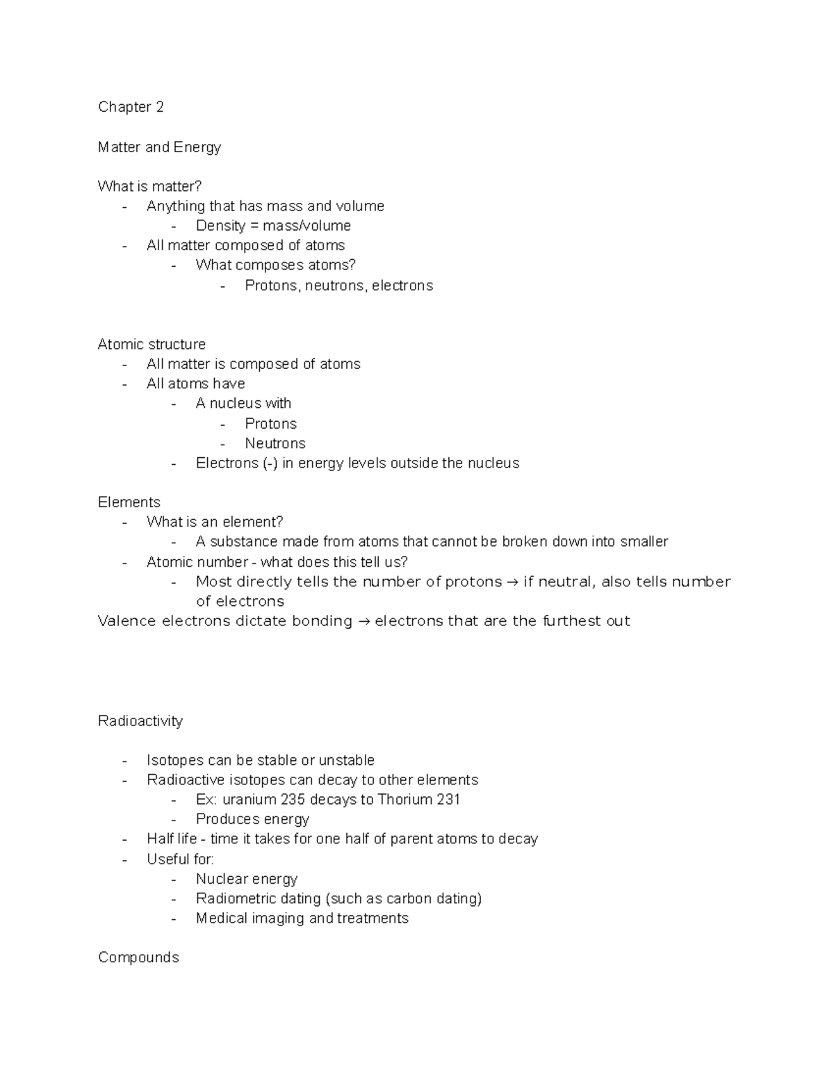 Studoc envr 101 - Chapter 2 Matter and Energy What is matter ...