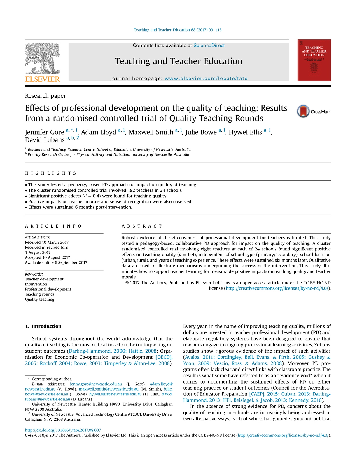 Effects Of Professional Development On The Quality Of Teaching: Results ...