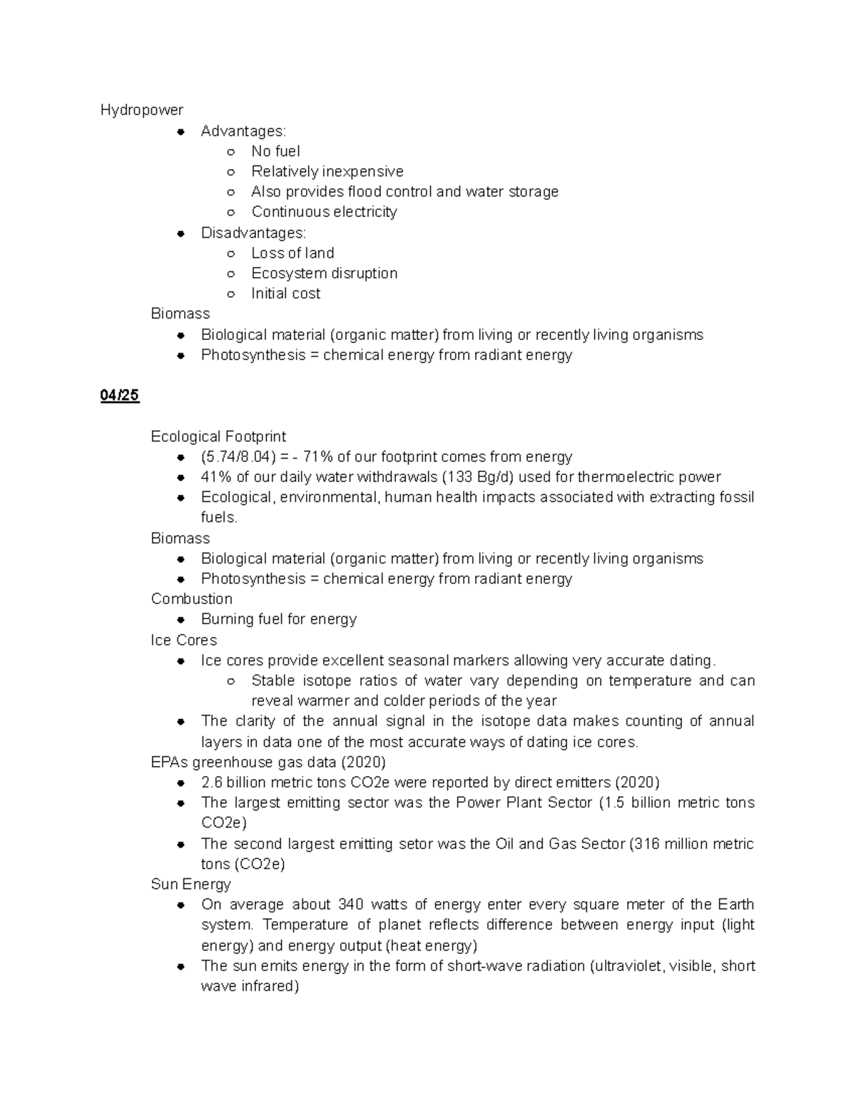 ISP 203A Notes copy 2 - Hydropower Advantages: No fuel Relatively ...