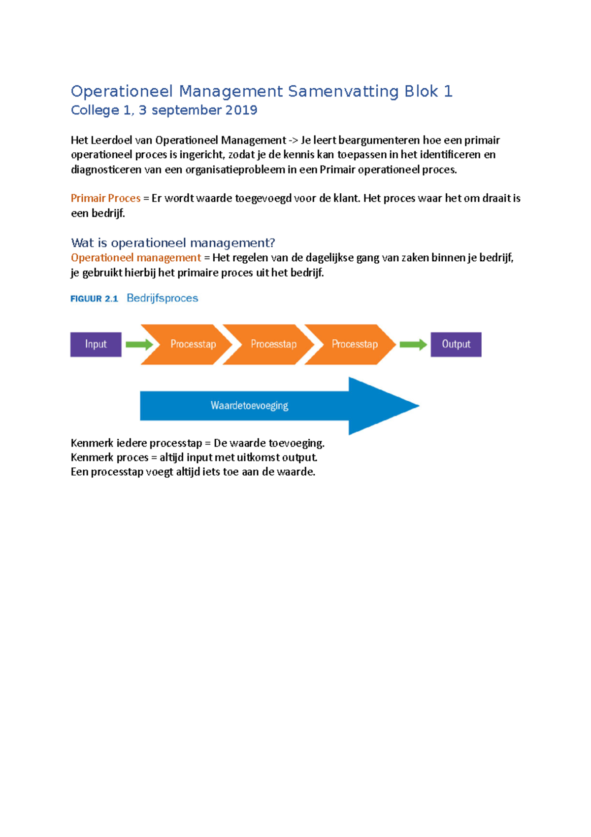 OM Samenvatting Blok 1 - Operationeel Management Samenvatting Blok 1 ...