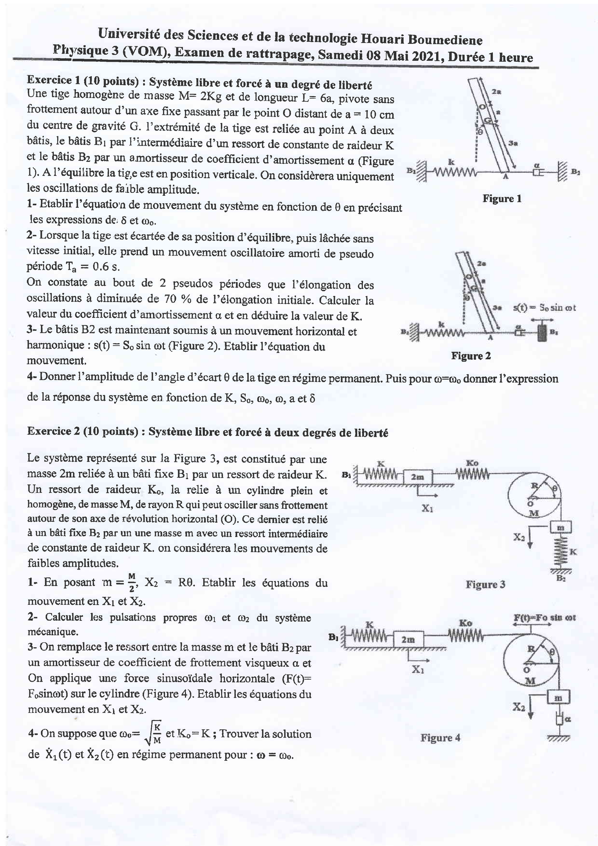 Examen 2 Ondes Et Vibration - Universitd Des Sciences Et De La ...