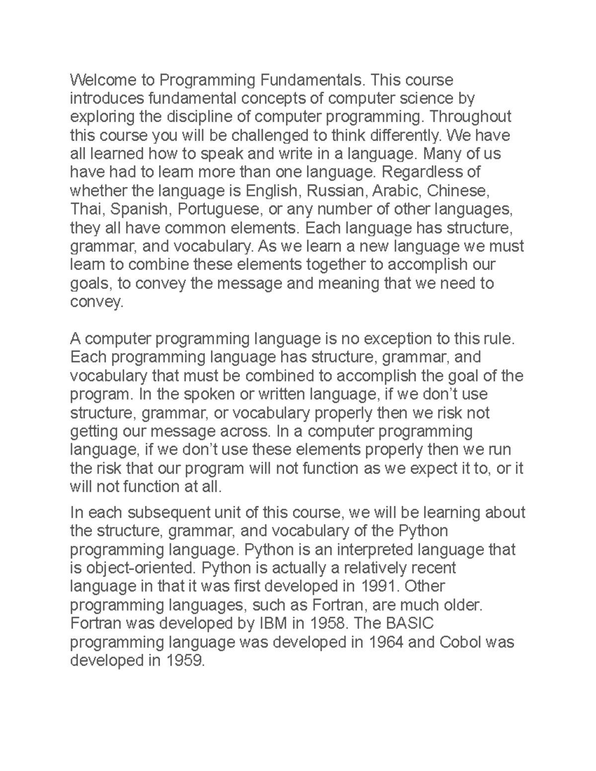 2. Introduction - king - Welcome to Programming Fundamentals. This ...