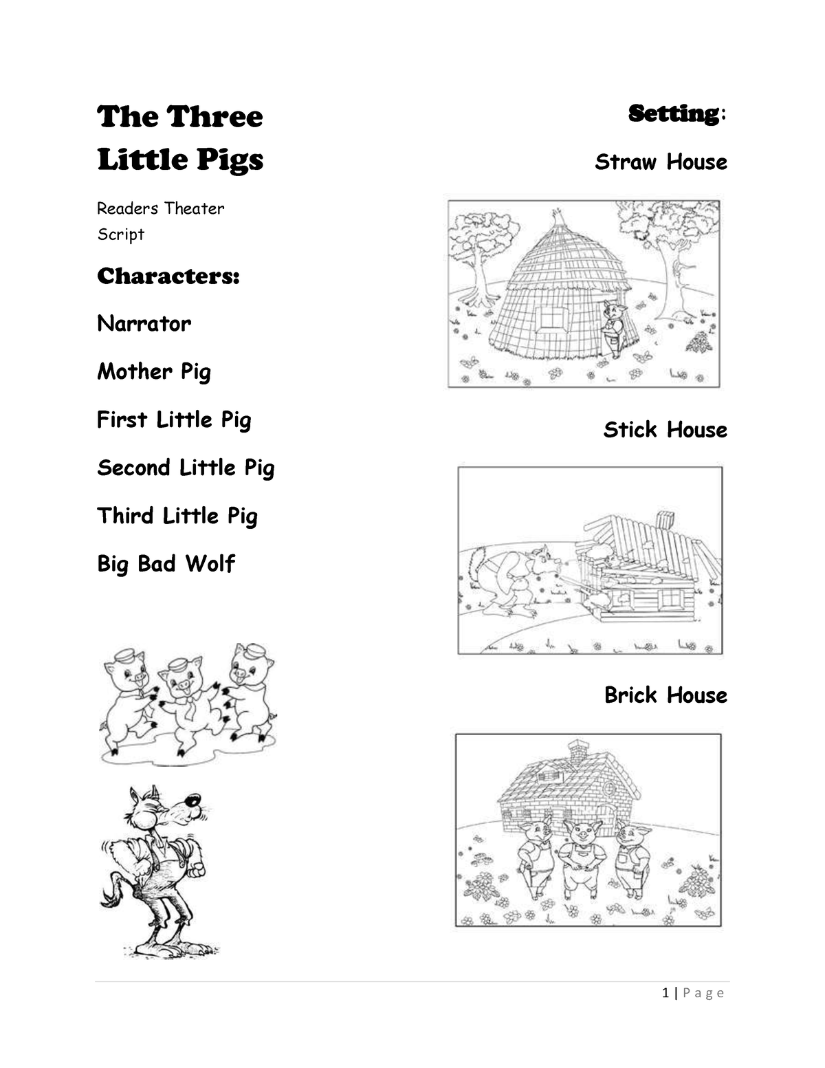 The Three Little Pigs – Play script 2 - The Three Little Pigs Readers ...