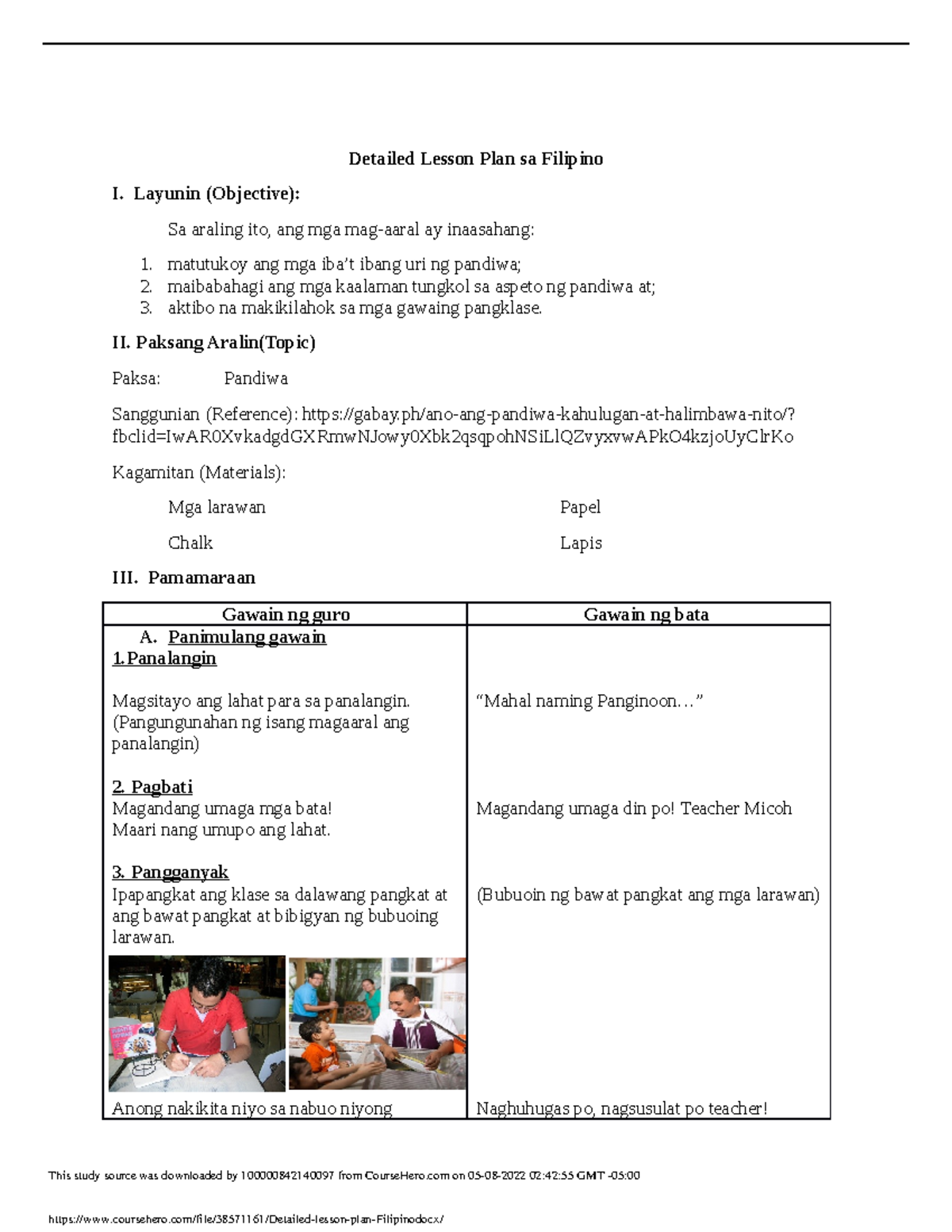 Detailed Lesson Plan Filipino Detailed Lesson Plan Sa Filipino I Layunin Objective Sa 2583