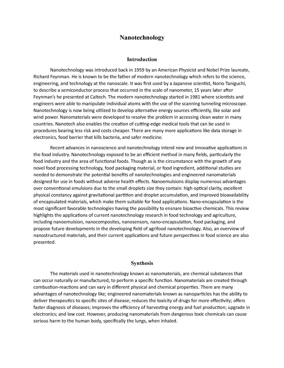 nanotechnology essay pdf