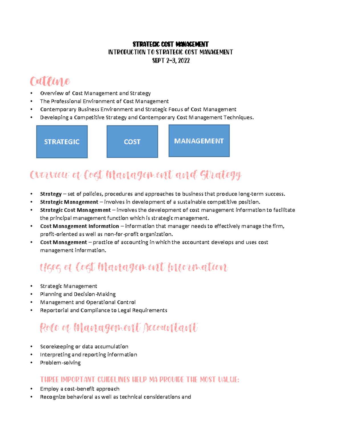 Strategic COST Management - STRATEGIC COST MANAGEMENT INTRODUCTION TO ...