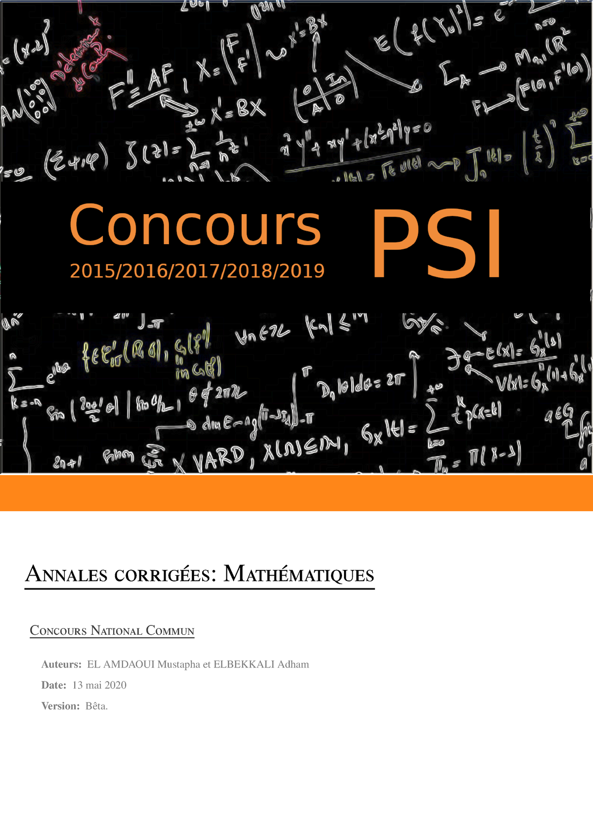 Concours PSI MATH AVEC CORR Annales corrigees ́ Mathematiques ́