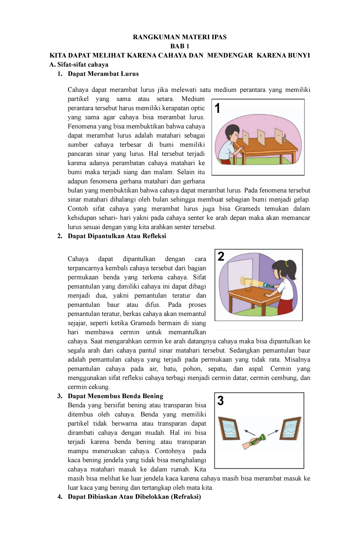 Rangkuman Materi - RANGKUMAN MATERI IPAS BAB 1 KITA DAPAT MELIHAT ...