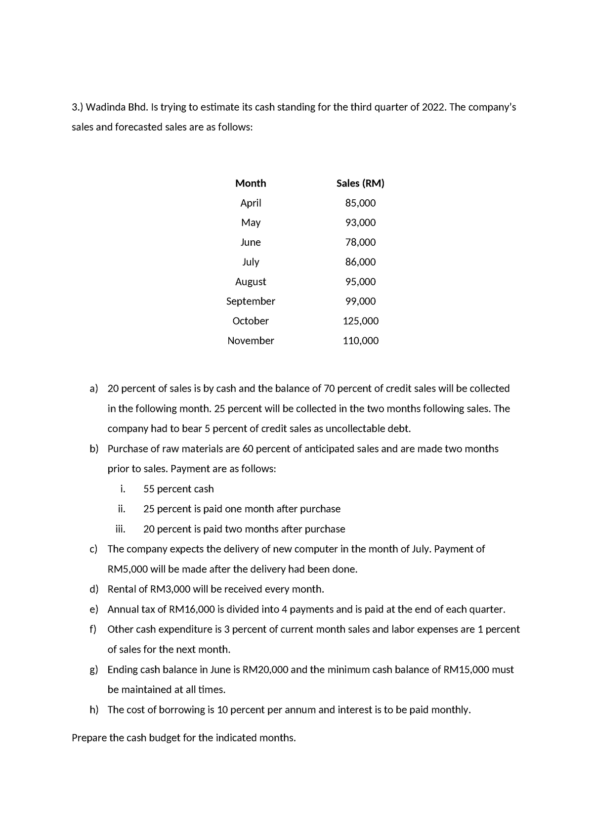 Fin242 assignment - try it - 3.) Wadinda Bhd. Is trying to estimate its ...