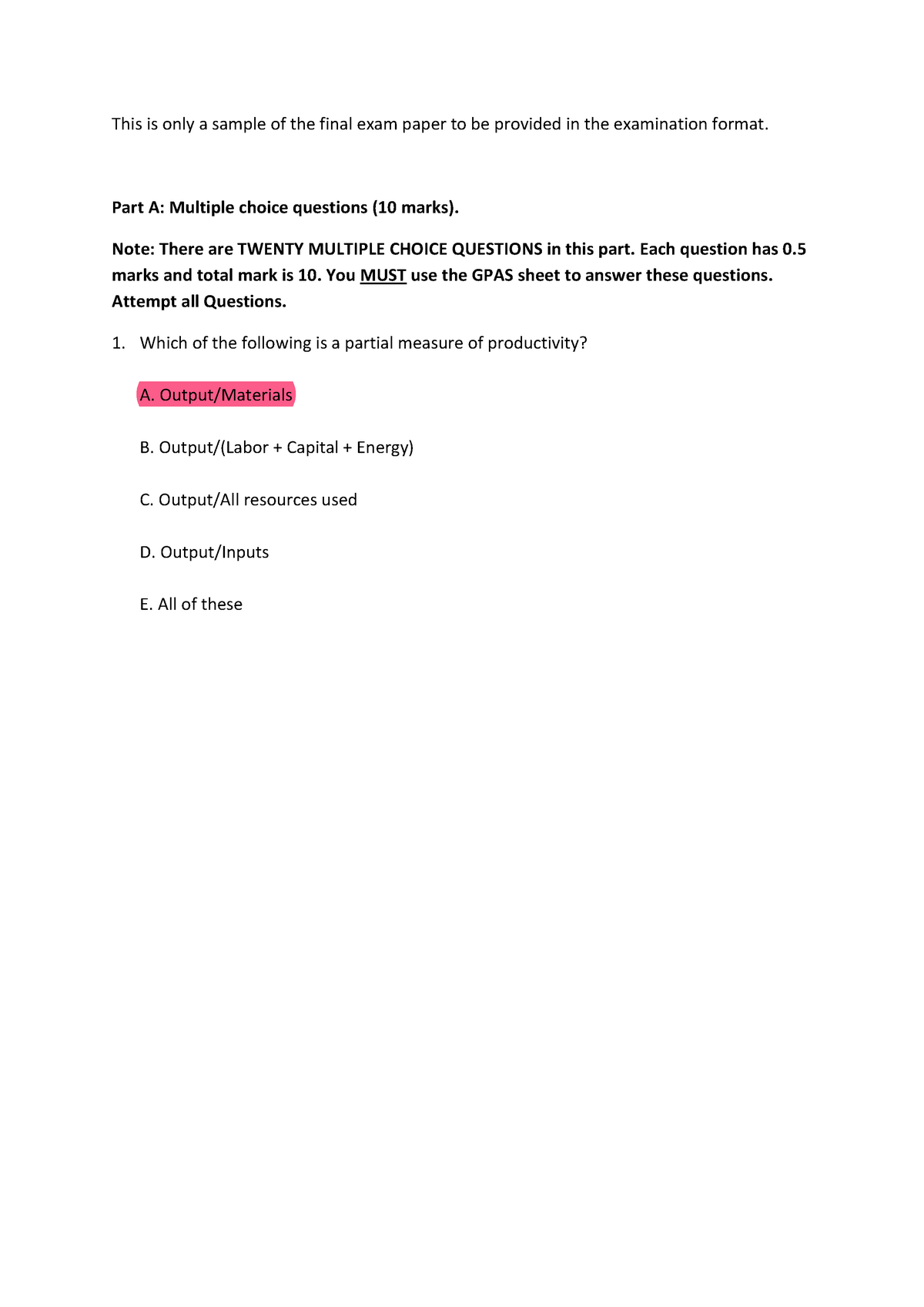 Sample/practice Exam November Autumn 2019, Questions And Answers - This ...