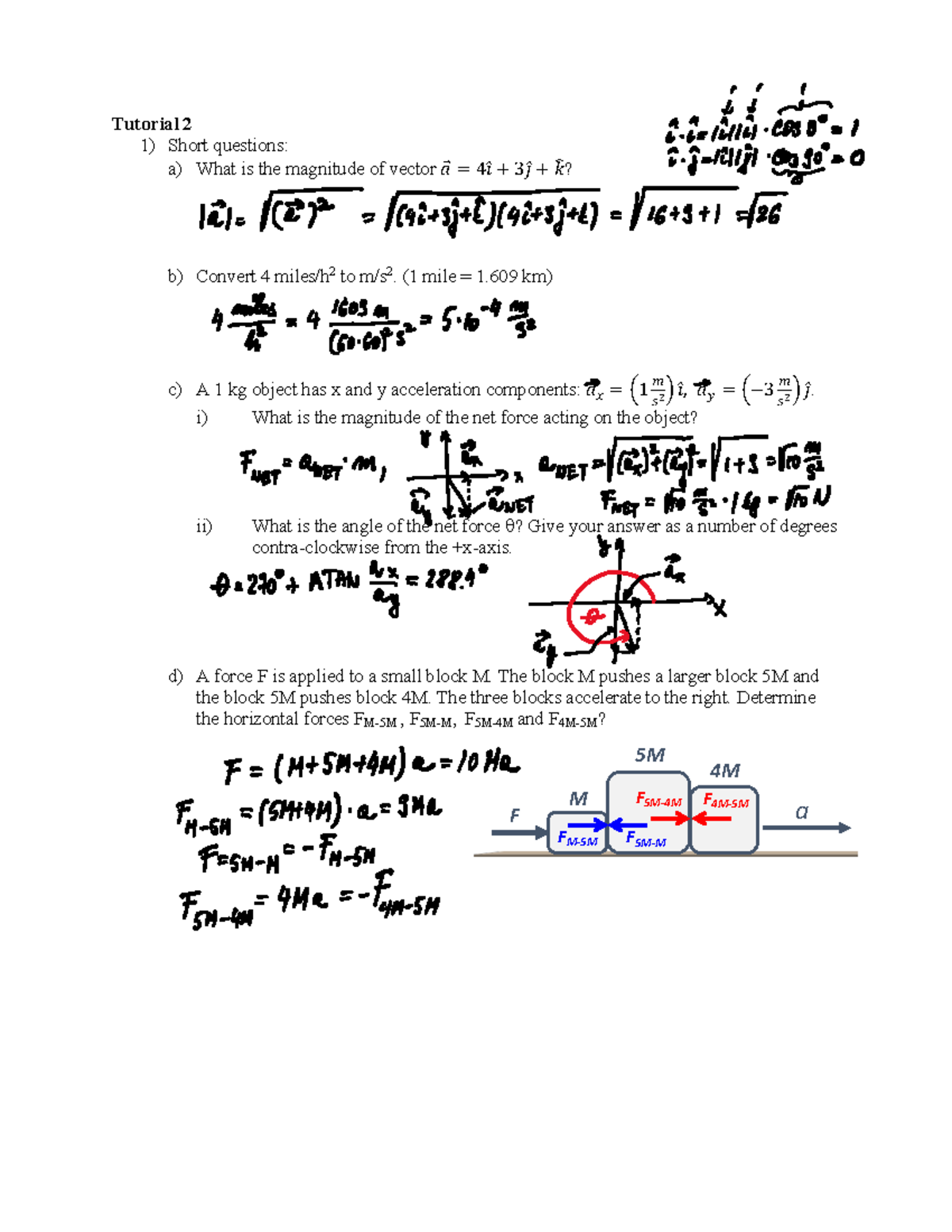 Tutorial 2-solutions-corrected - Tutorial 2 1) Short questions: a) What ...