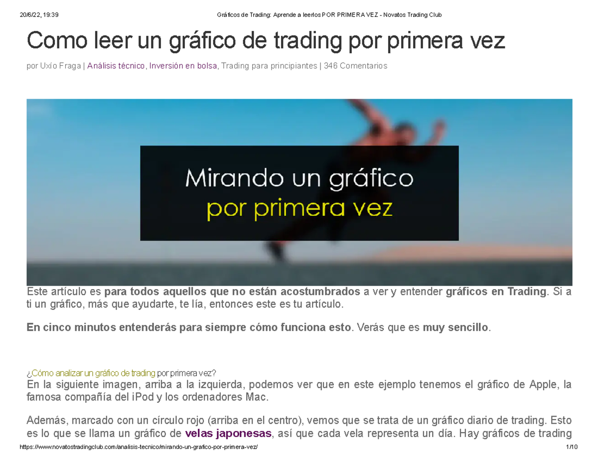 Gráficos de Trading Aprende a leerlos POR Primera VEZ - Como leer un  gráfico de trading por primera - Studocu